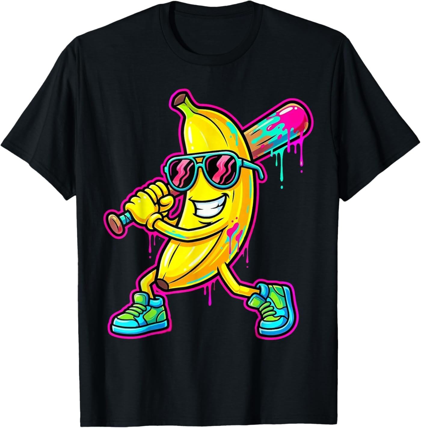 Banana Funny Baseball Drip Ice Cream Kids Youth Boys Girls T-Shirt