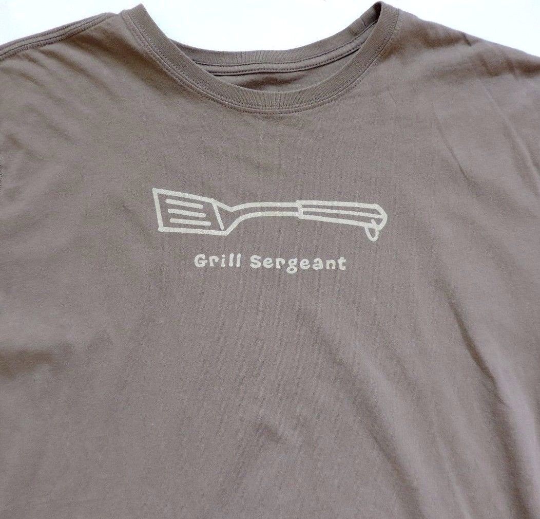 Life Is Good Sleep Shirt Mens Size Medium Brown Grill Sergeant Semi-Fitted