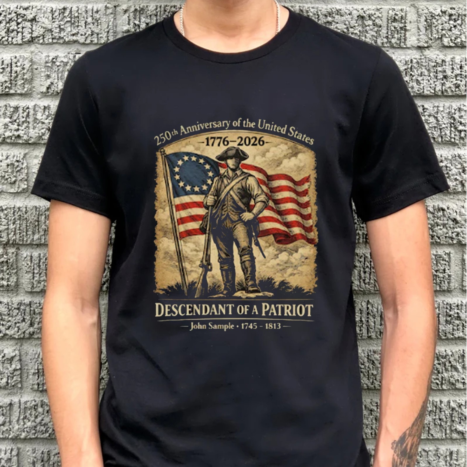 250th Anniversary of the United States Shirt, Descendant of a Patriot Tee 1776