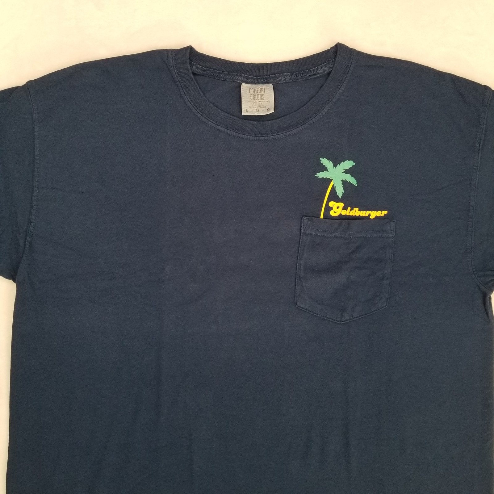 Goldburger Graphic Pocket T-Shirt Men’s Size Large Navy Blue Comfort Colors