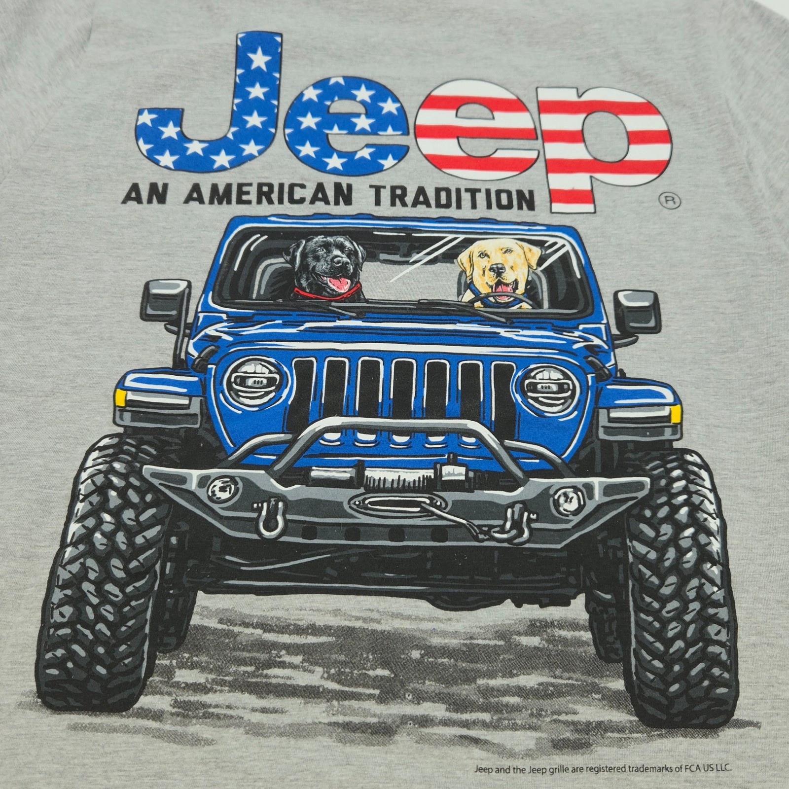 Jeep American Tradition Dog Graphic T-Shirt Gray Mens Medium Jedco Tee