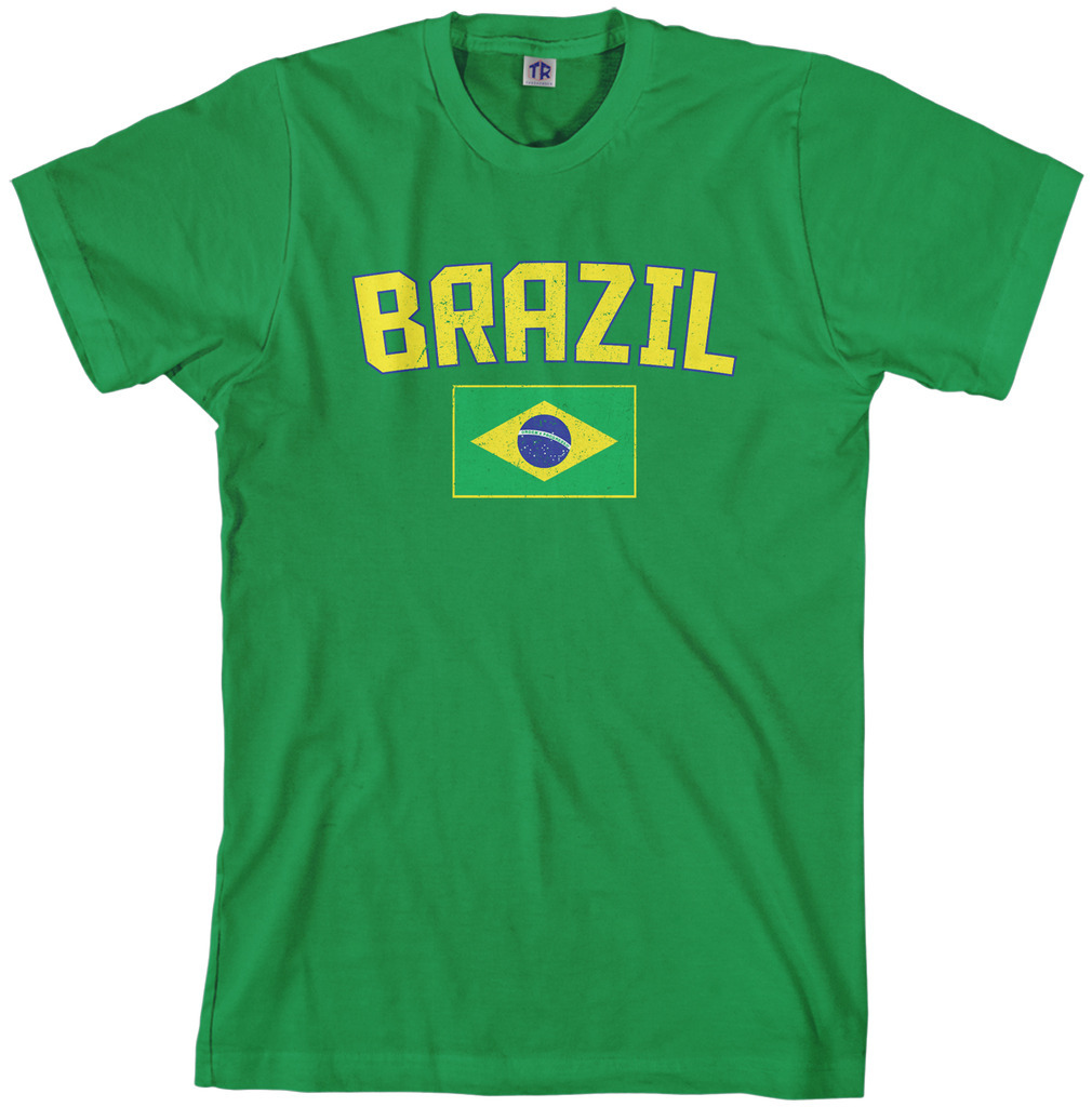 Threadrock Men’s Brazil Flag T-shirt Brazilian Rio de Janeiro