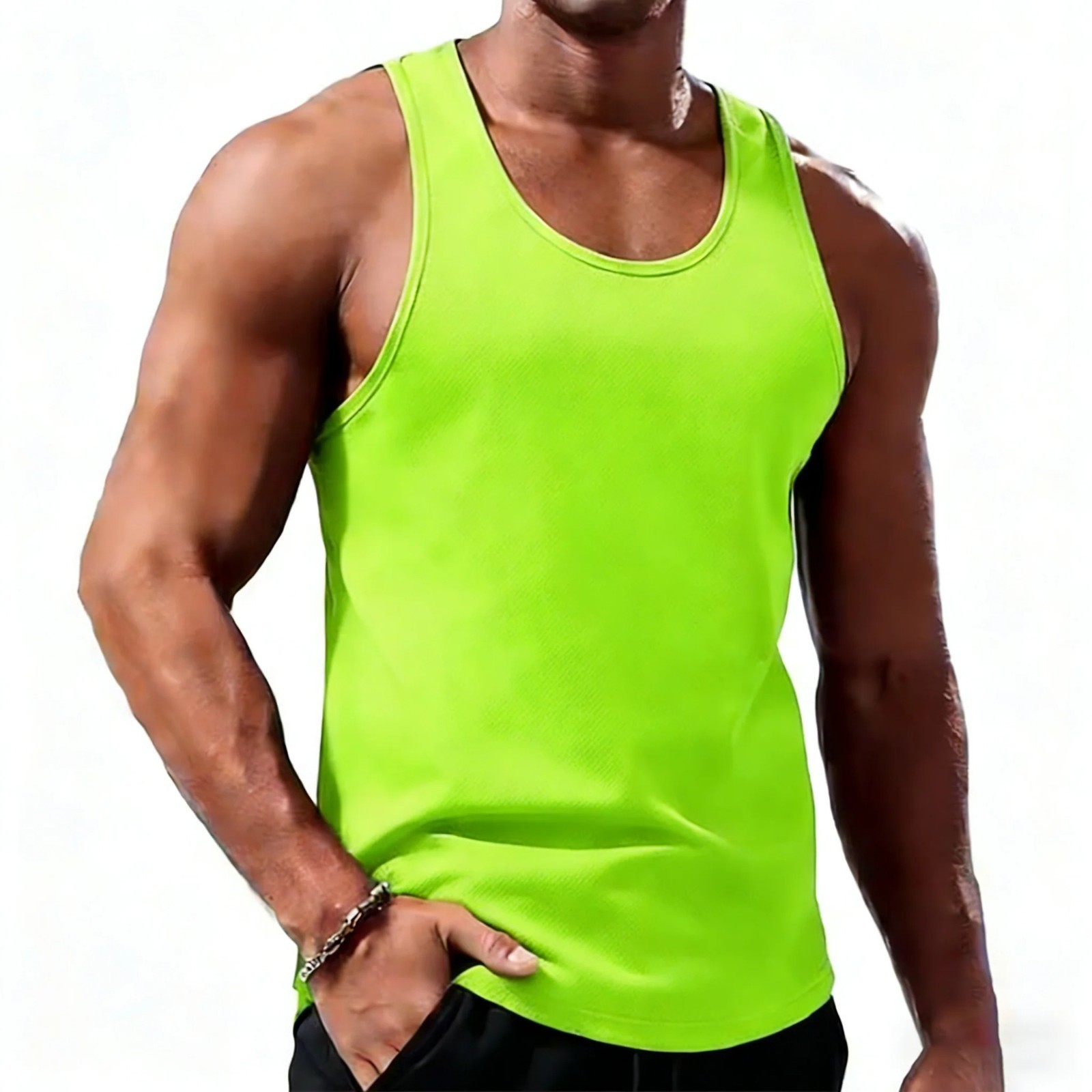Mens Tank Top Muscle Gym Sleeveless Plain T-Shirts Tee A-Shirt 100%Cotton NEW