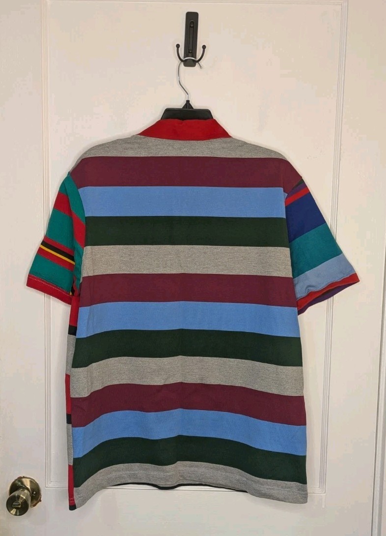 Canterbury Shirt Mens Large Striped Multicoloured Polo Rugy Shirt Short Sleeve