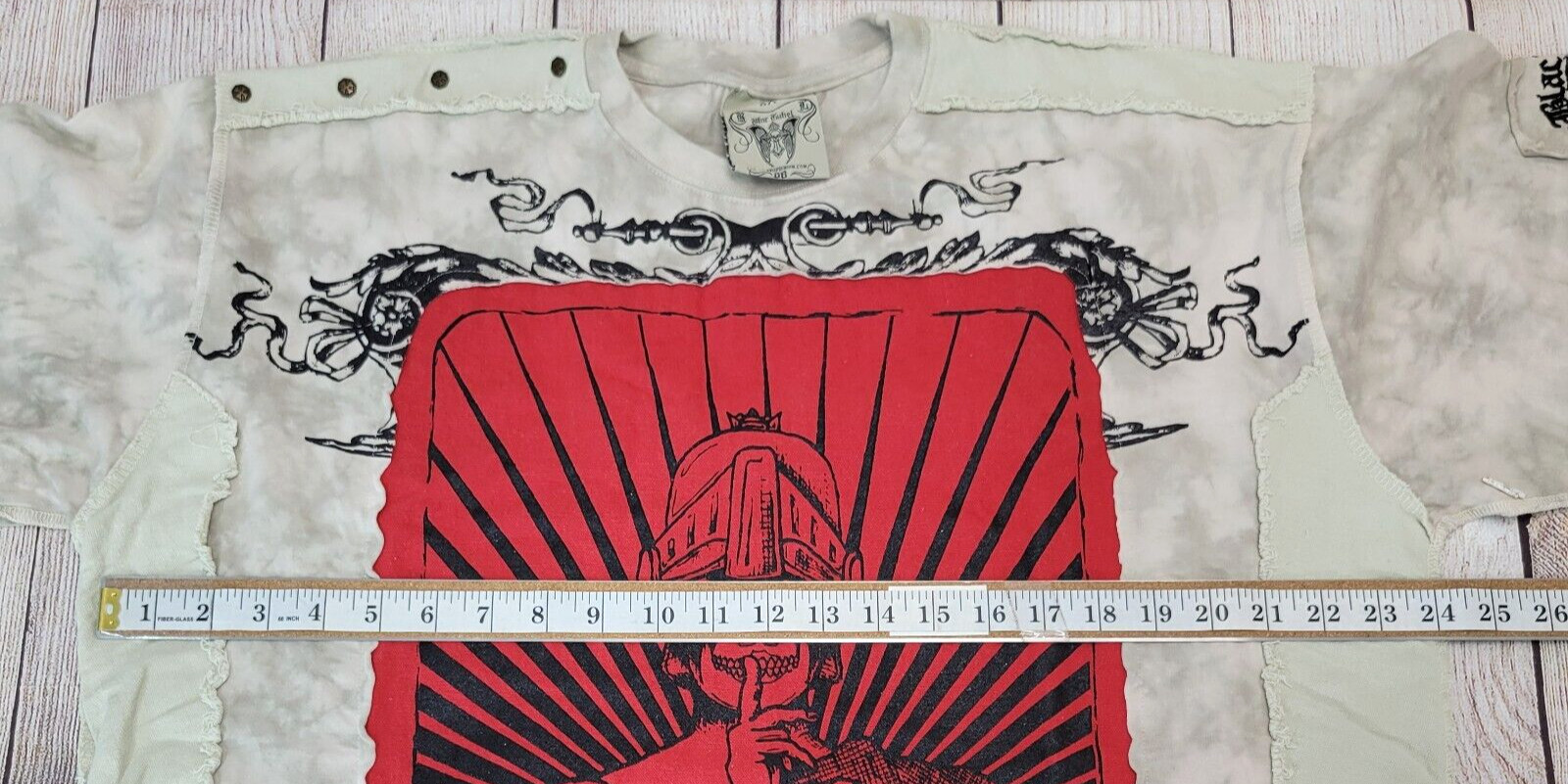 Vtg Y2k BLAC LABEL Affliction Shirt Beige Embroidered THICK AS THIEVES Men’s 2X