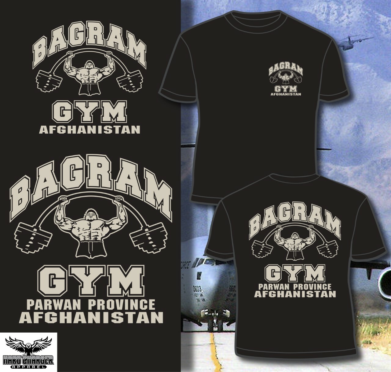 Bagram Gym Parwan Province Army, Navy, MC, Air Force Afghanistan T-shirt