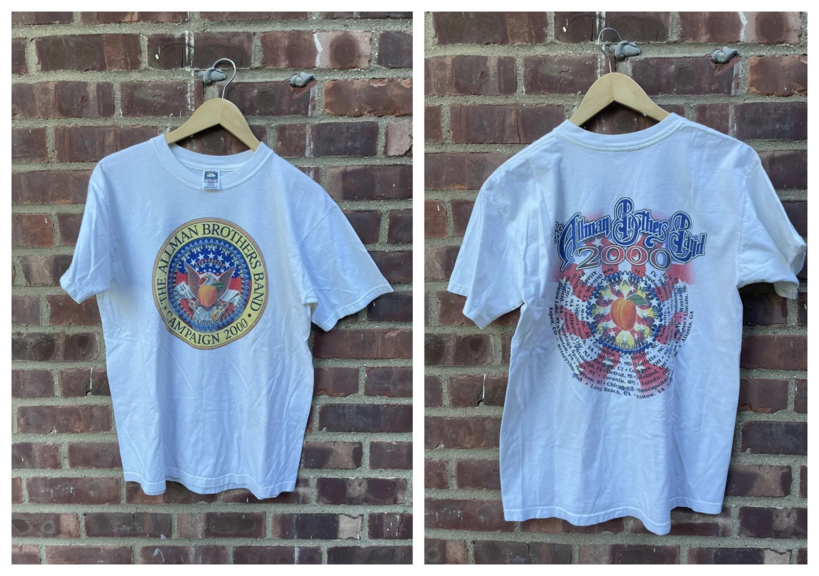 Allman Brothers Band T Shirt White 2 side Tour Campaign Reprint 2000 BTH68