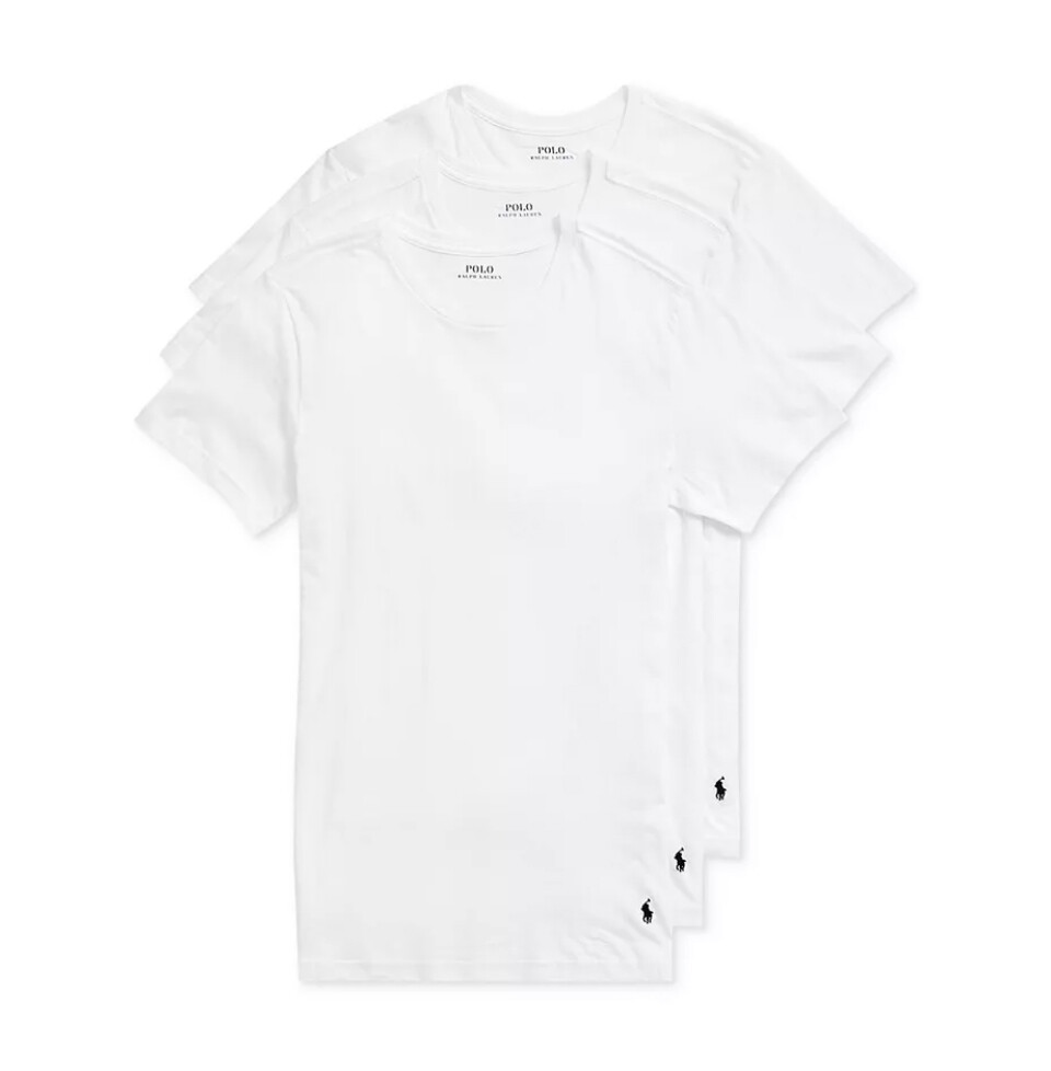 Polo Ralph Lauren Men’s White Slim Fit Crew-Neck 3 Pack T-Shirts