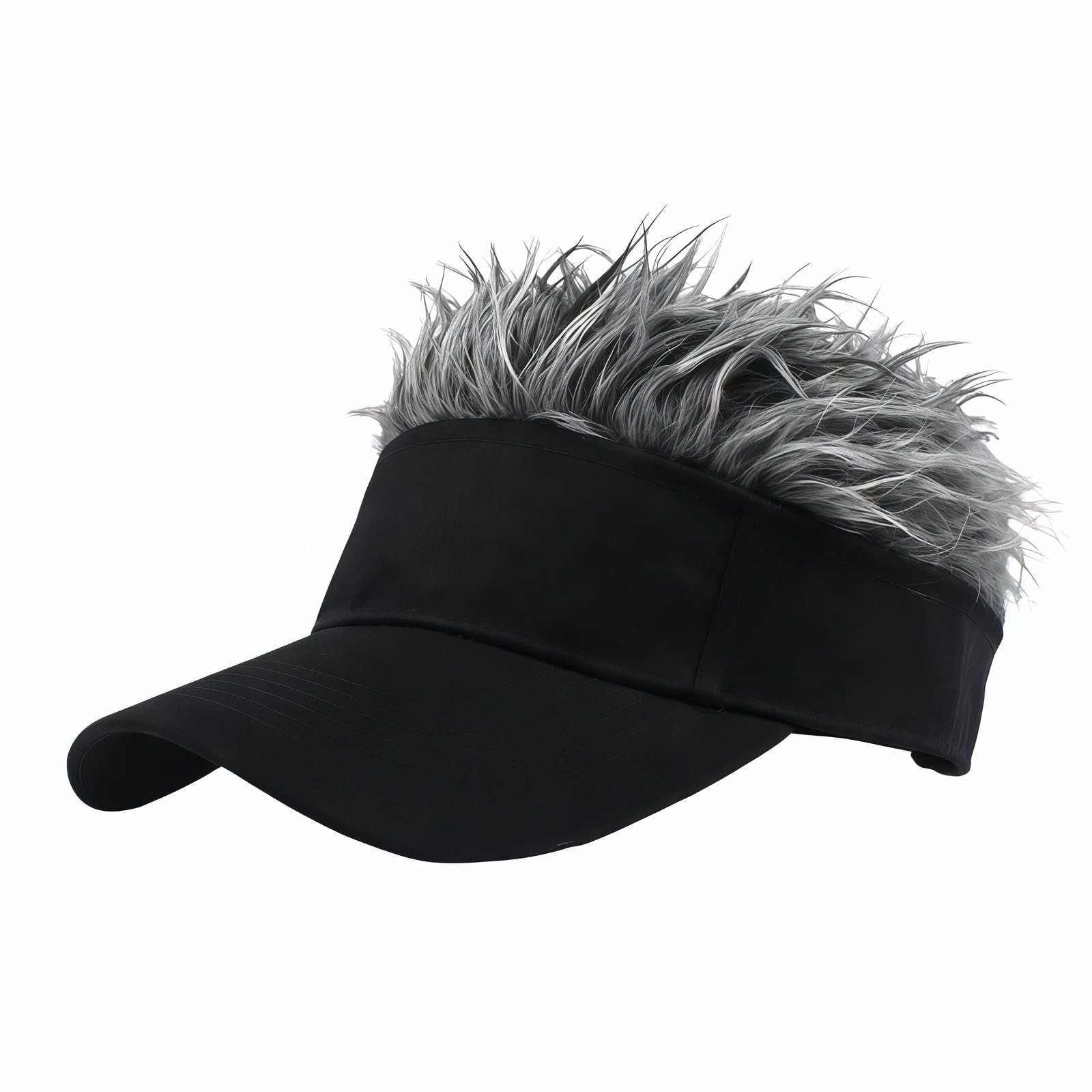 Men’s Visor Hat with Fake Hairs, Visor Hat with Hair for Men, Funny Spiked Su…