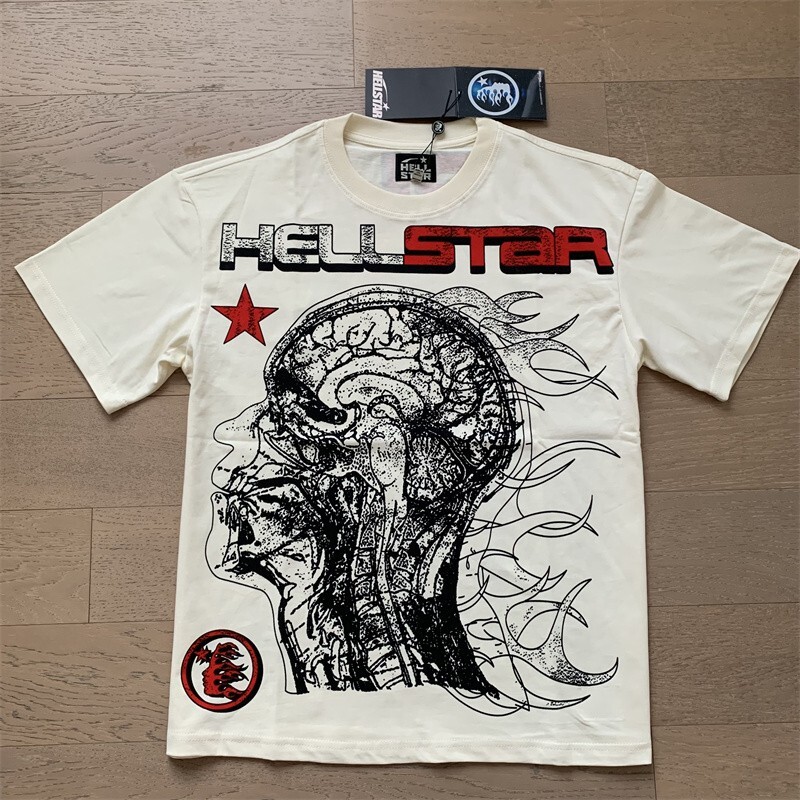 24SS Hell Studios star Skull print Tee INS Style high street trend Men’s T-shirt