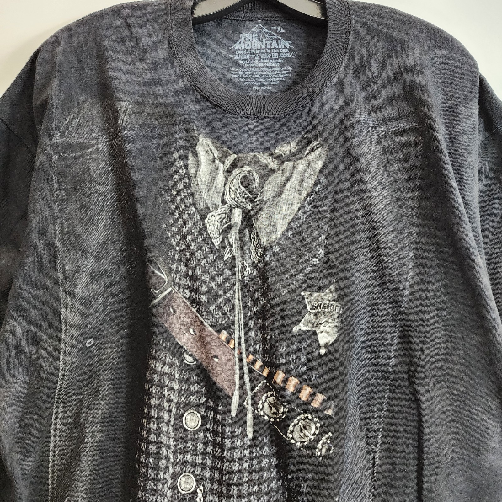 THE MOUNTAIN Shirt Adult XL Black Tie-Dye WESTERN COWBOY SHERIFF Outlaw Graphic
