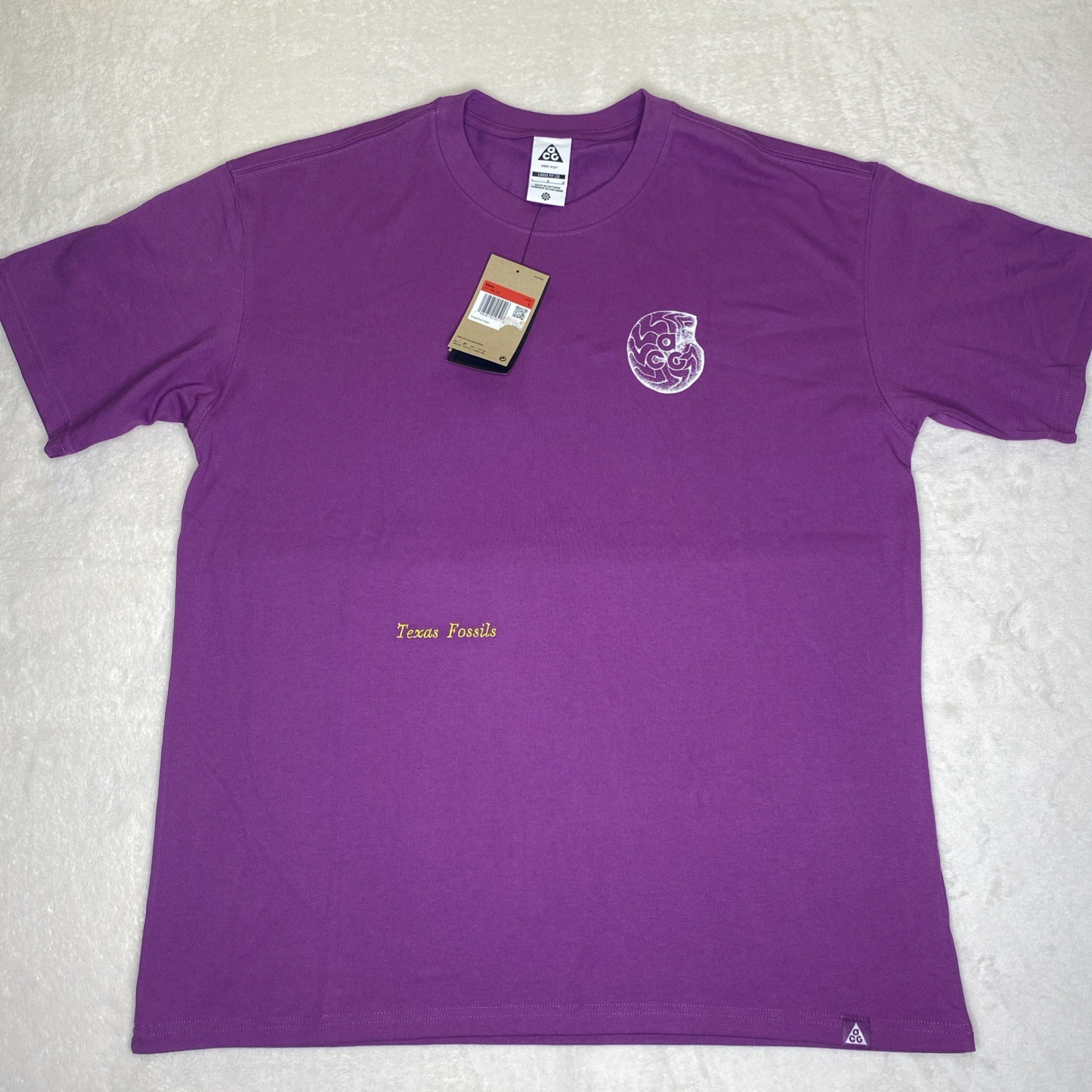 nike acg dri fit shirt Men’s Large Purple Texas Fossils New HV1296-505 Tee T