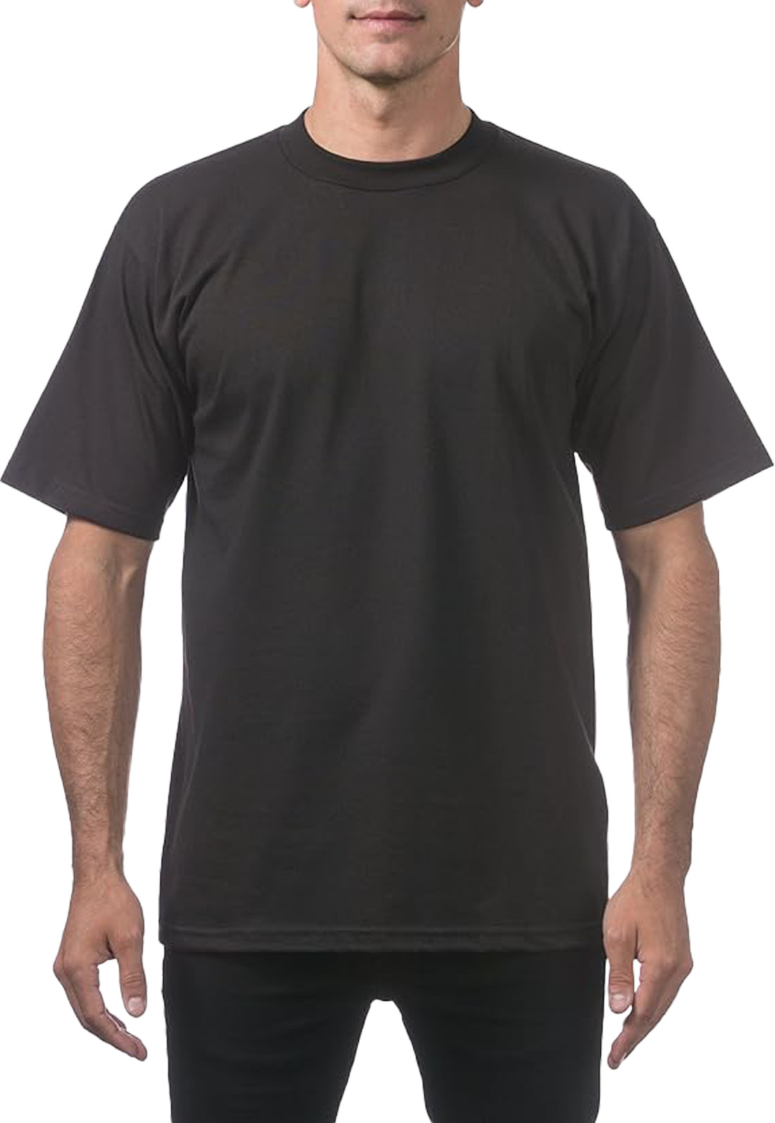 Pro Club Men’s Heavyweight T-Shirt Crew Neck Plain Blank Short Sleeve Tee All Si
