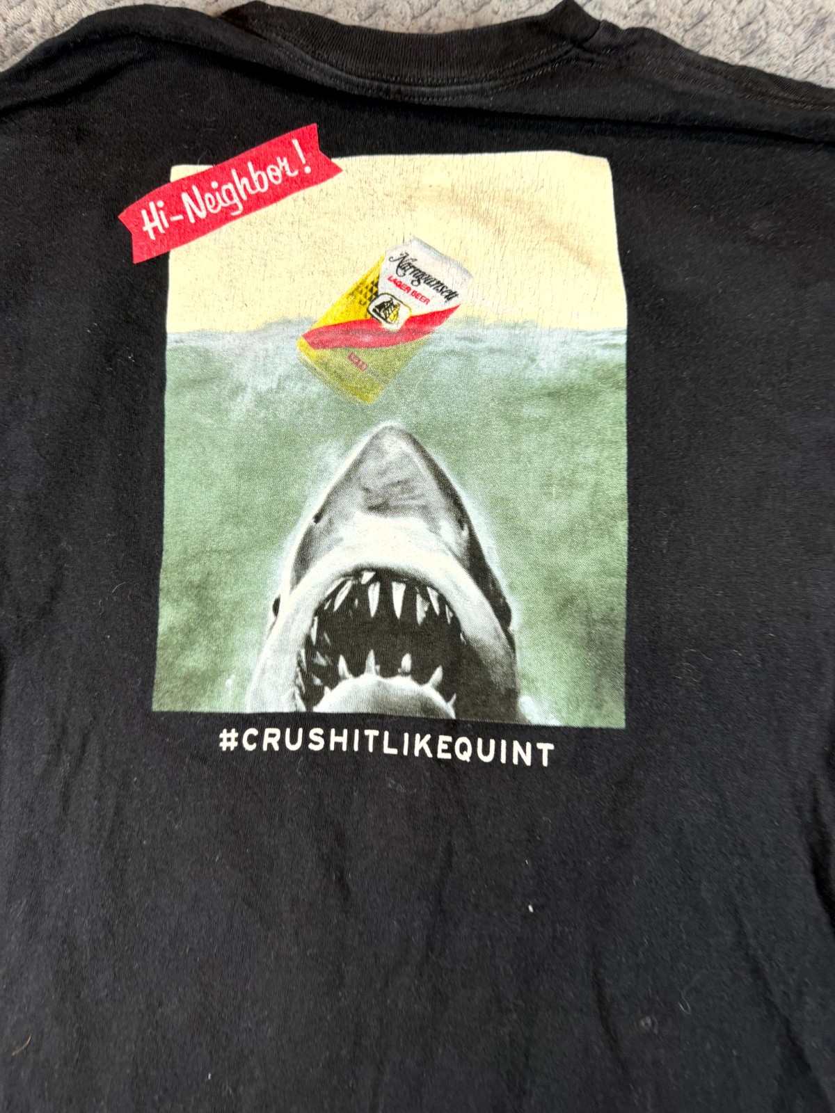 Cool Air Creations T Shirt Men Medium Black Cotton Narragansett Lager Beer Shark