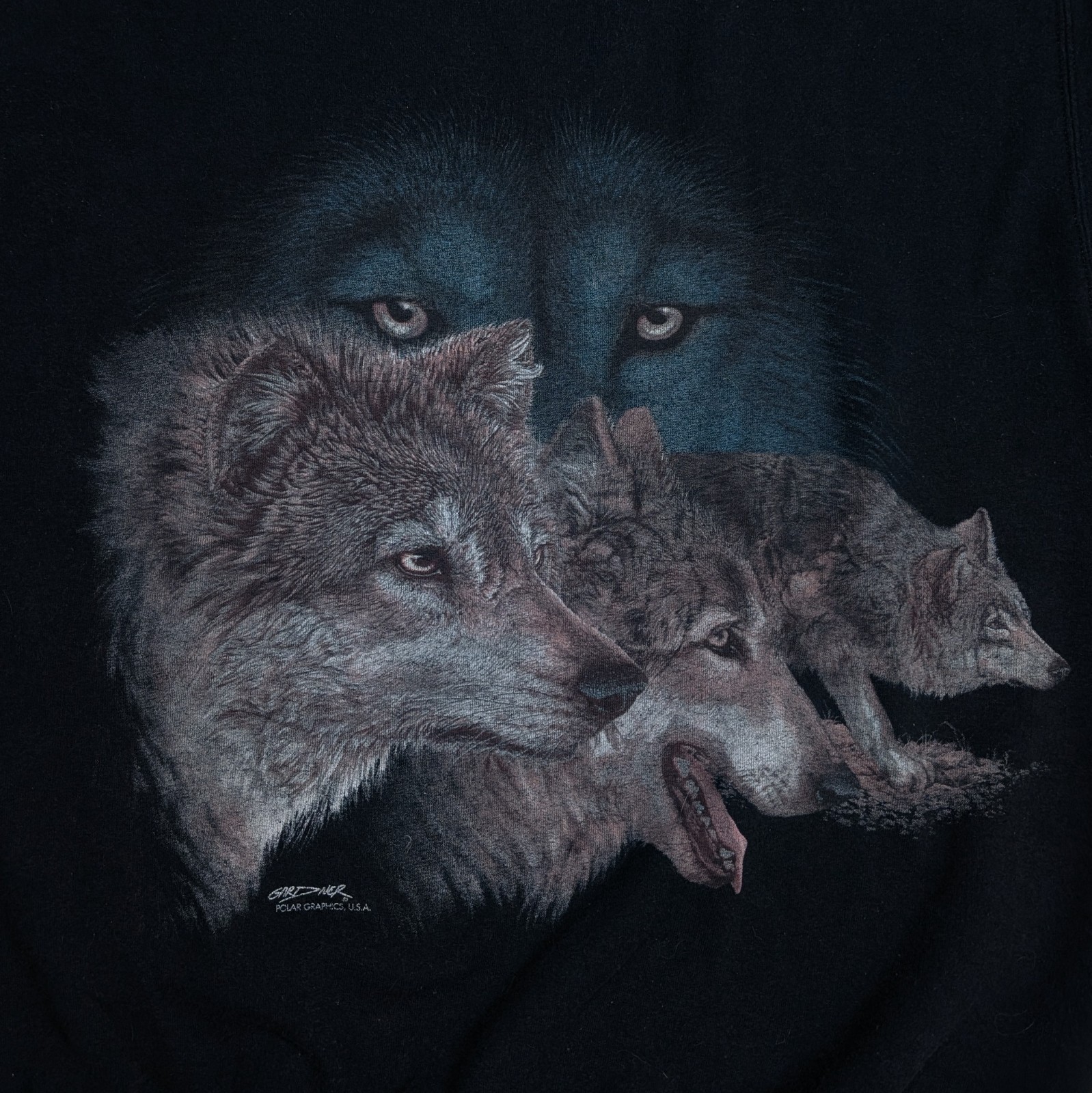 Polar Graphics Gardner Wolves Wolf Graphic Nature Moon Sweatshirt Large Black