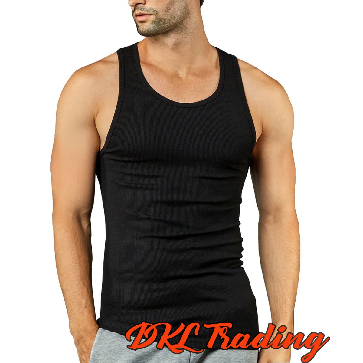 3-12 Men’s 100% Cotton Tank Top A-Shirt Wife-Beater Undershirt Black Gray S-3XL