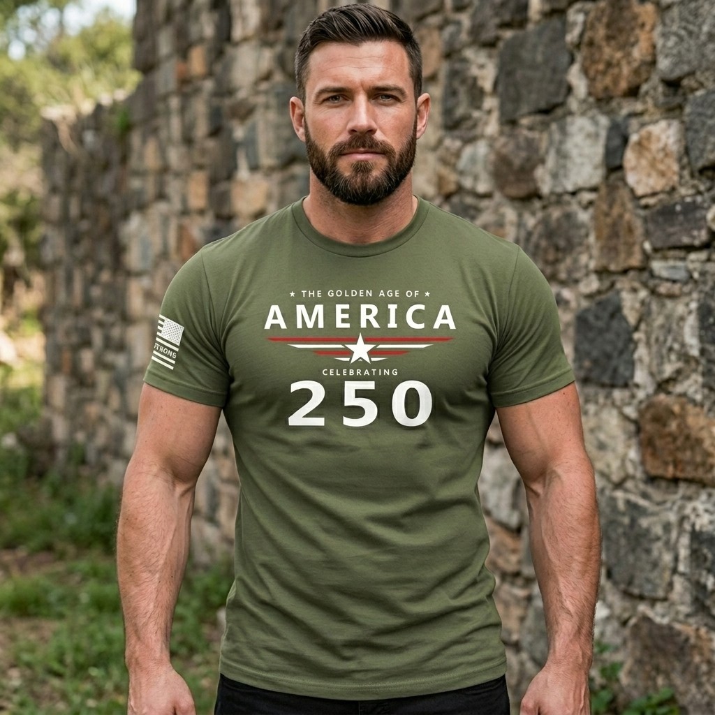 The Golden Of America 250th Anniversary 1776-2026 Military Green T-Shirt S-5XL