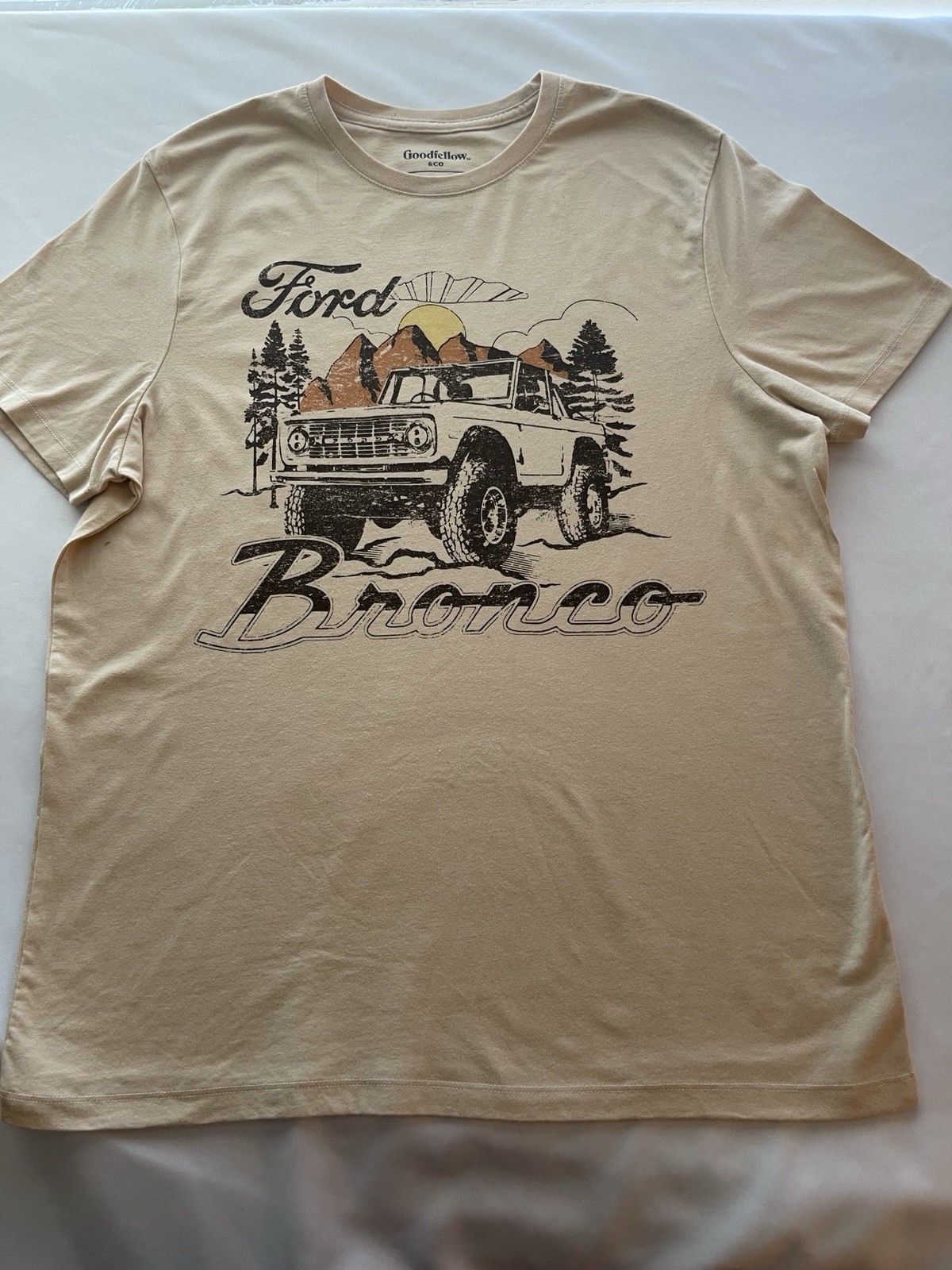 Goodfellow & Co Ford Bronco Graphic Logo T-Shirt Crew Neck Beige Men’s L