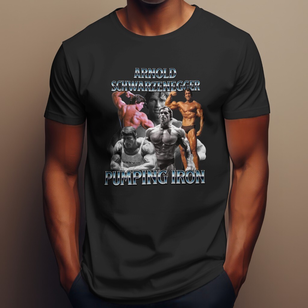 Arnold Schwarzenegger Pumping Iron Tshirt Muscle Bodybuilding Top Gym Fan Tee