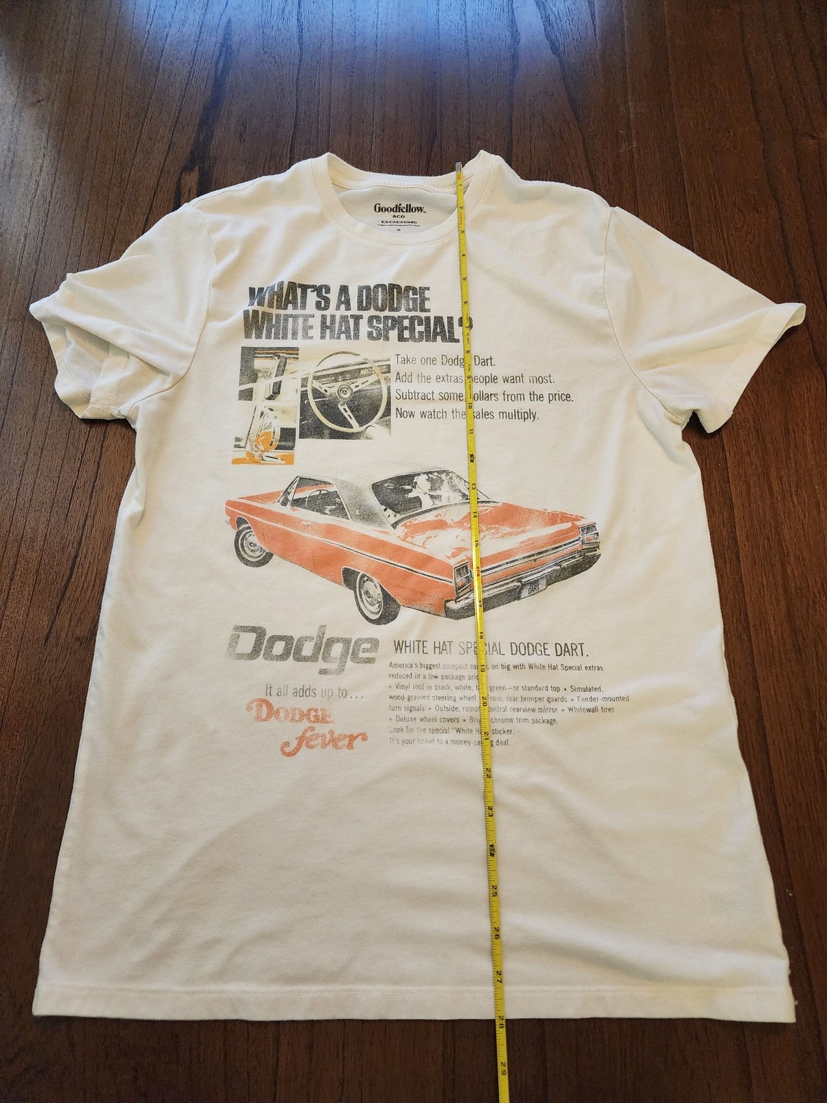 Goodfellow White & Orange Dodge Dart Graphic T-Shirt Medium
