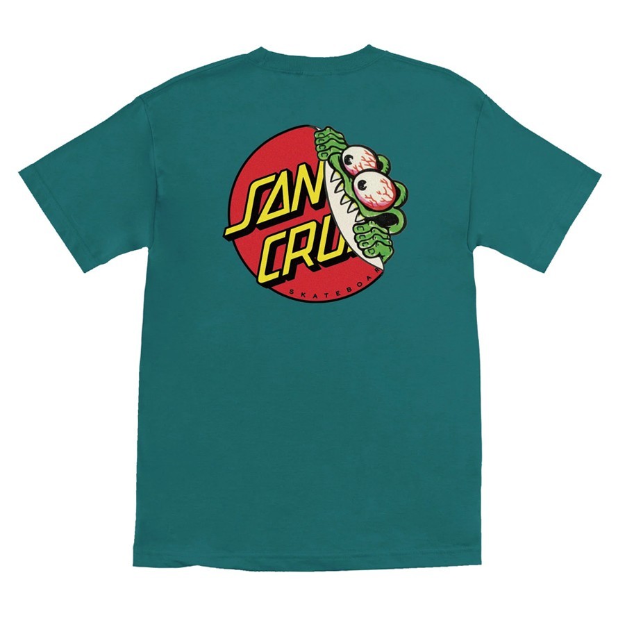 Santa Cruz BEWARE DOT Skateboard T Shirt TEAL