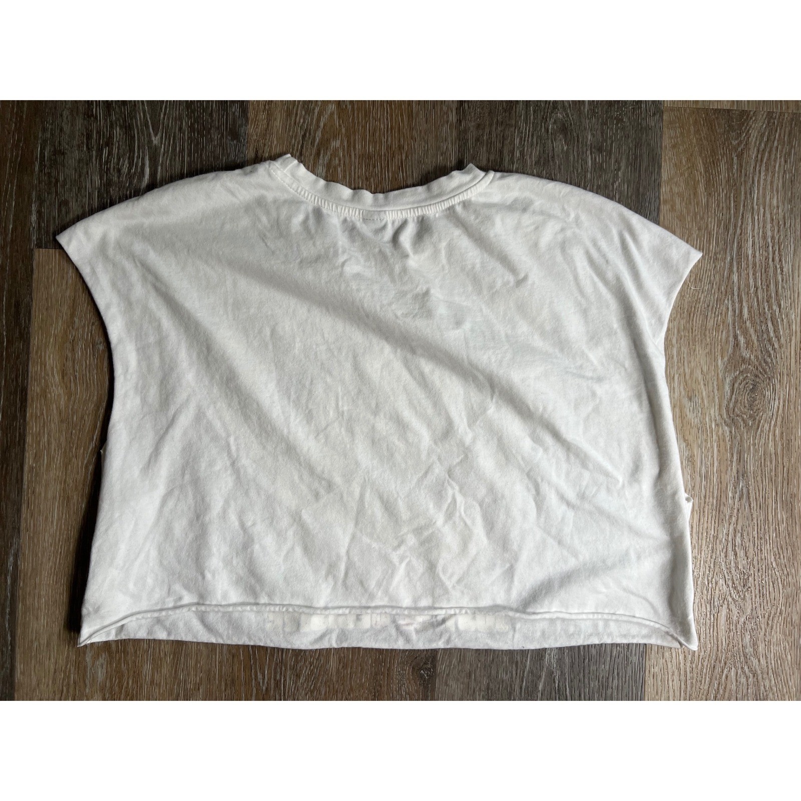 Graphic Muscle Tee Mens XL White Energetic Eagle Cropped Raw Hem