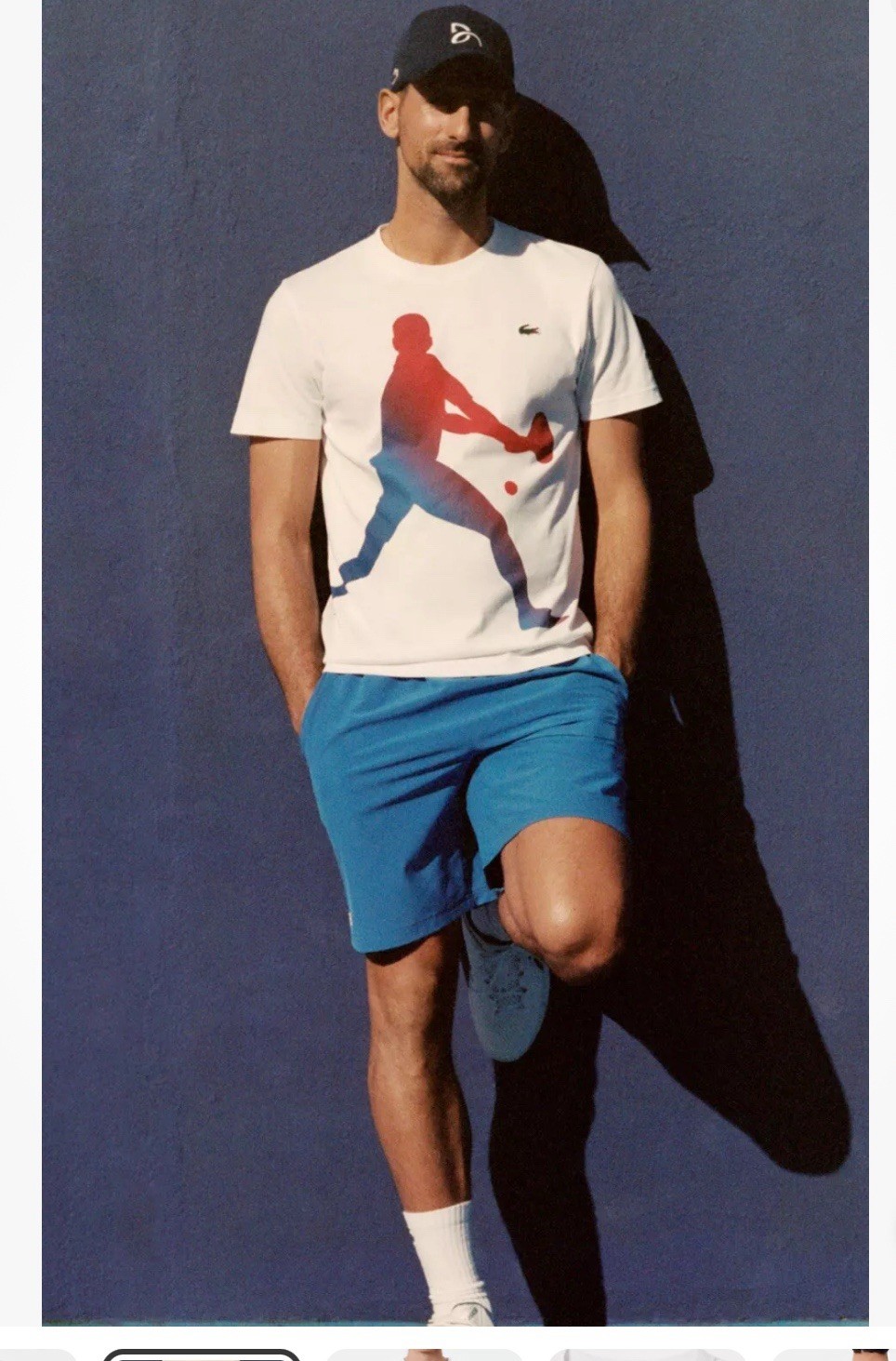Lacoste Men’s Novak Djokovic Graphic T-Shirt Size 3XL (8) Regular Fit White
