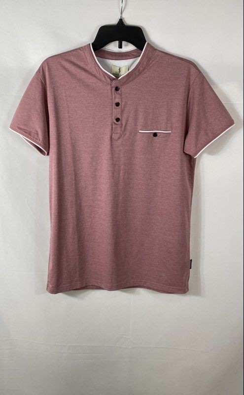 Scott James Men’s Salmon Pink Slim Short Sleeve Henley Shirt NWT Sz M