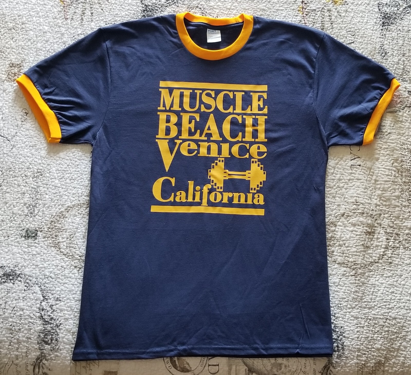 Muscle Beach Venice California Old School Bodybuilding Vintage Logo T-Shirt New