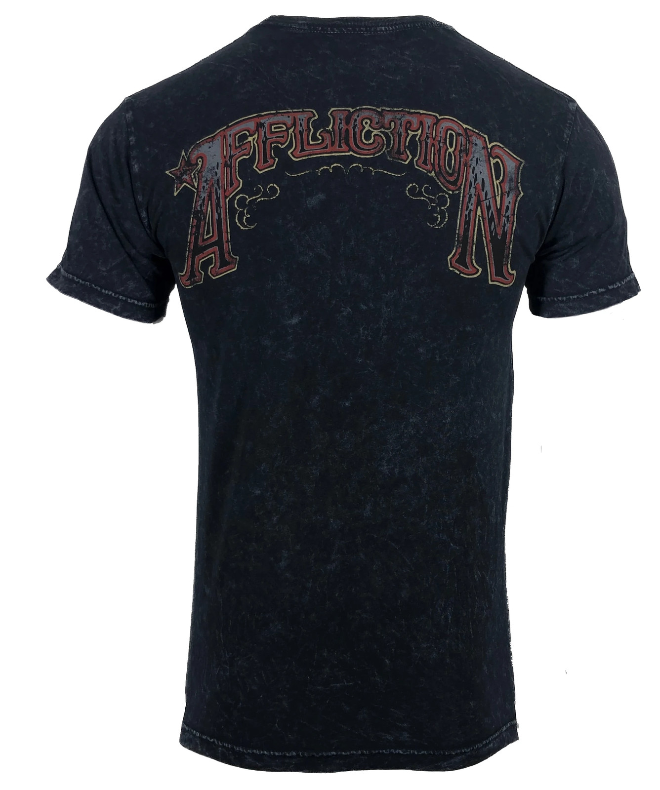 AFFLICTION Men’s T-shirt AC IROQUOIS BLACK LAVA Biker Skull Tattoo MMA S-4XL