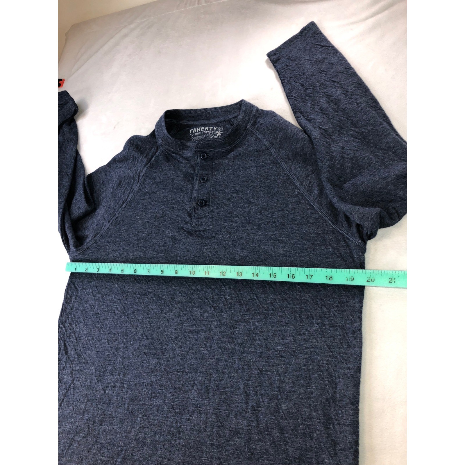Faherty Cloud Cotton Henley Mens Medium Navy Blue Long Sleeve Pima Modal MKC0077