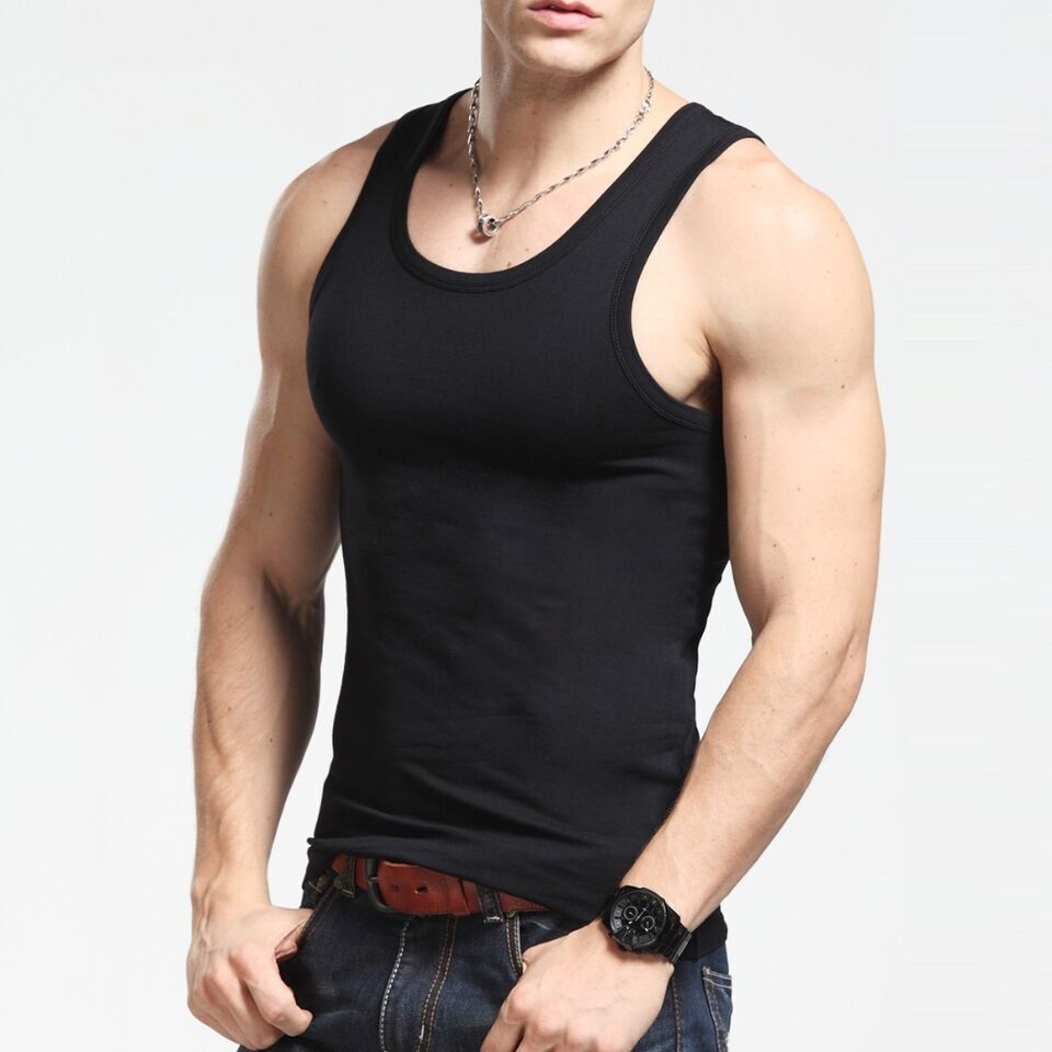 6-12 Packs Men 100% Cotton Ribbed Tank Top A-Shirt Wife Beater Undershirts Lot