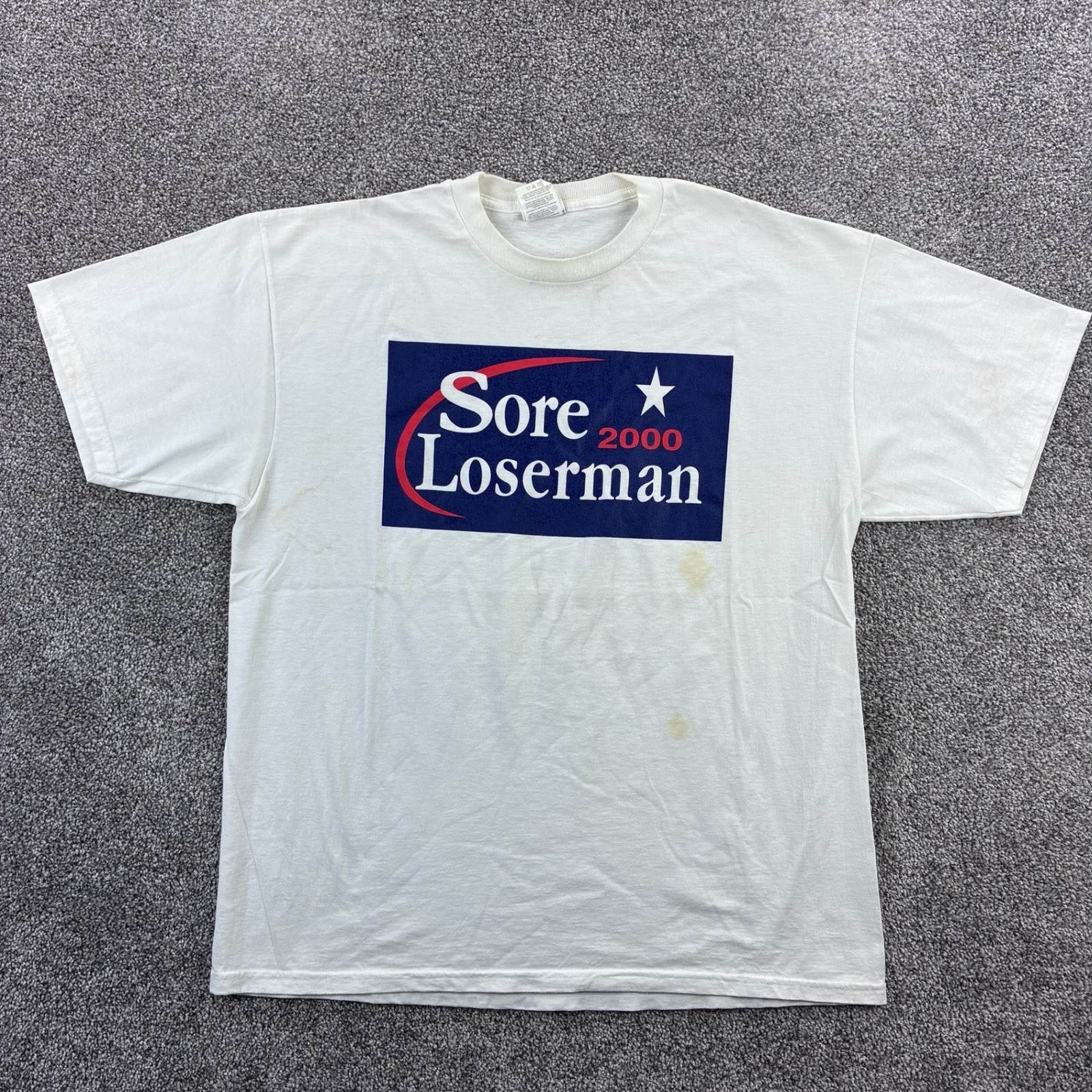Vintage Political Parody Shirt Mens XL White Sore Loserman 2000 Satire Election
