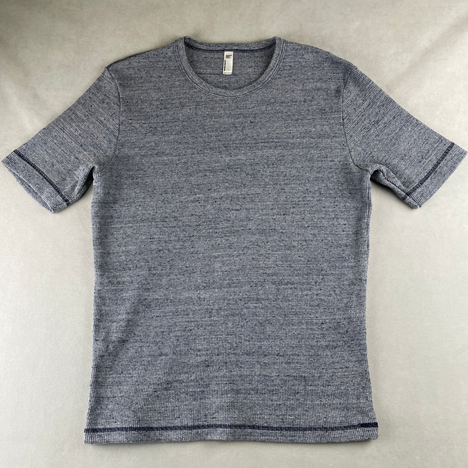 American Apparel Mens Short Sleeve Thermal TShirt L Heather Grey USA Made READ
