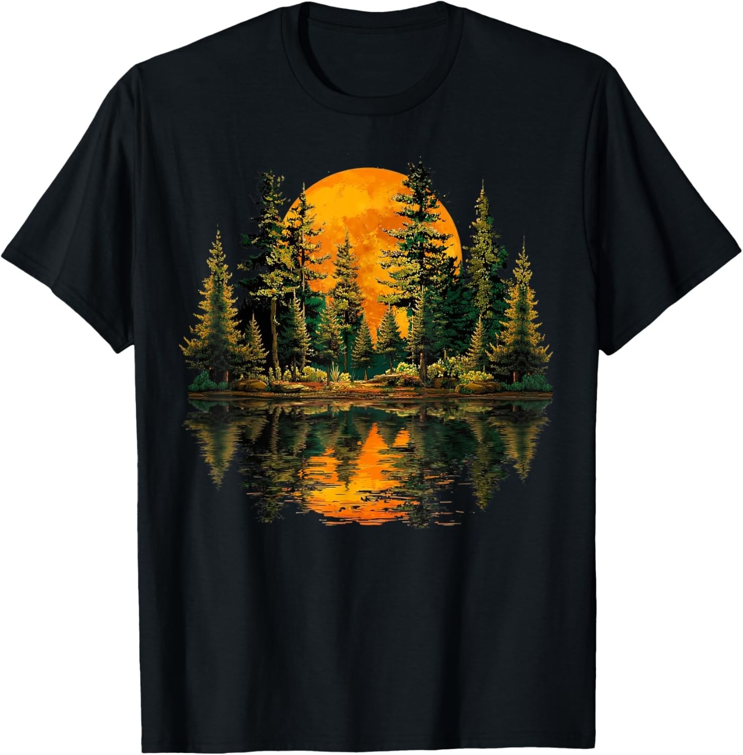 Vintage Nature Reflection Forest Trees Outdoor Wildlife T-Shirt unisex T-Shirt