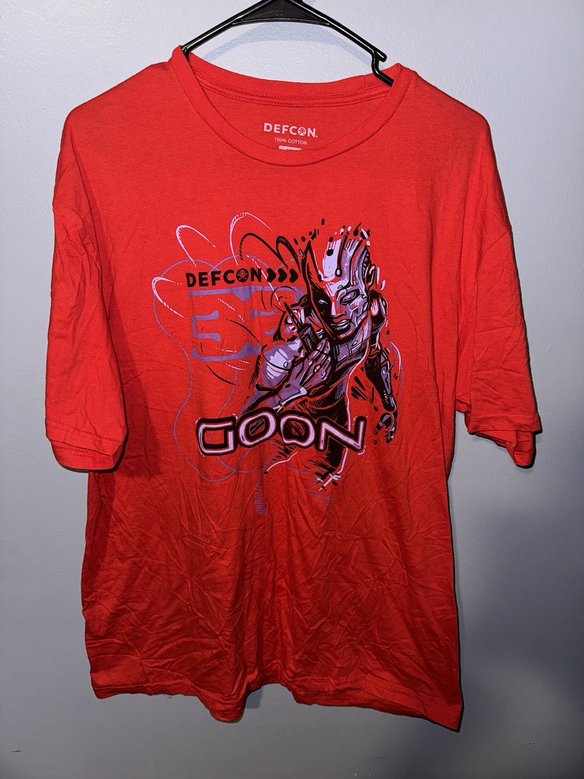 2024 Defcon 32 “Goon” Staff T-Shirt Graphic Red/Purple/Black Size X-Large RARE