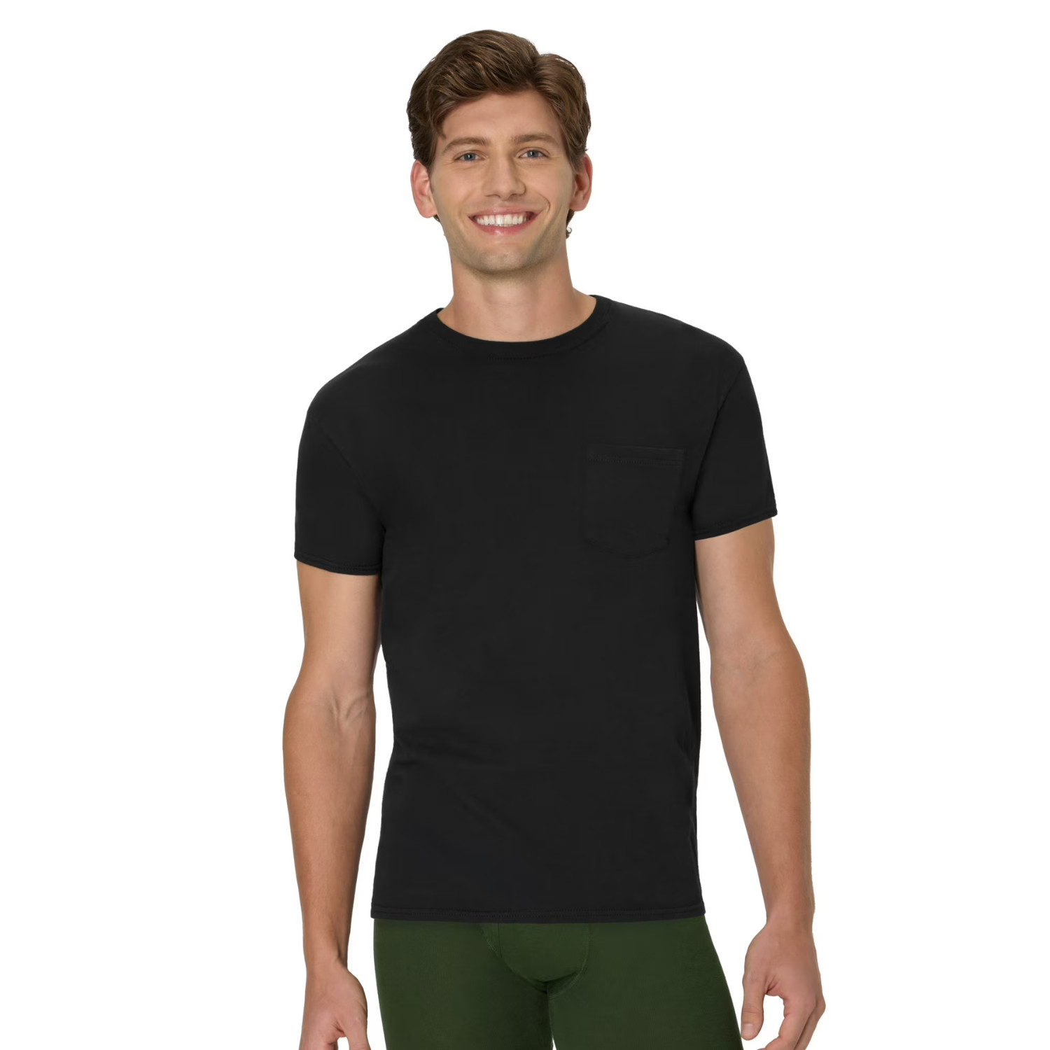 Hanes Men’s Cotton Pocket T-Shirt Pack with Odor Control, Black/Grey, 6-Pack