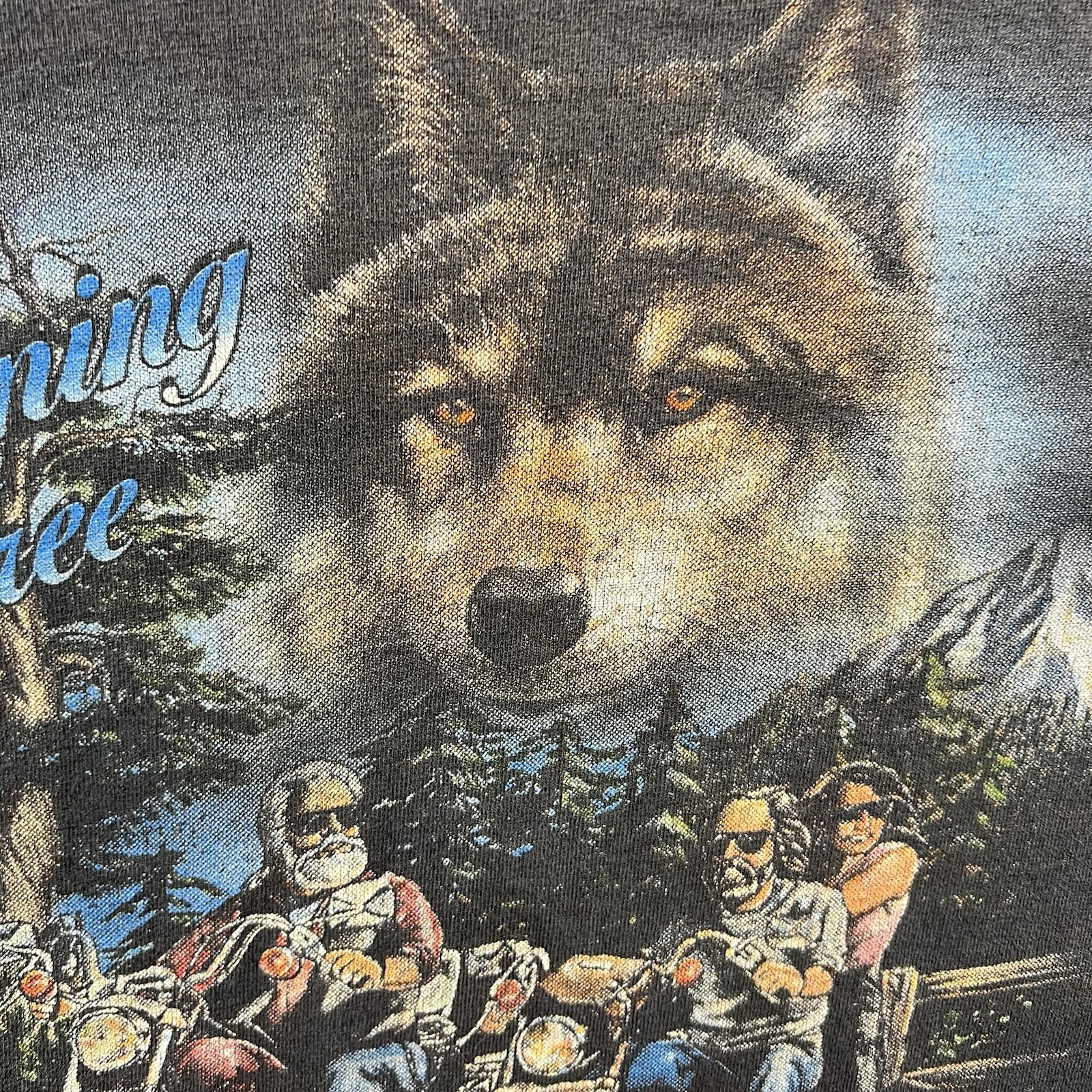 Vintage 3D Emblem Wolf Tank Top Mens Large Black Faded Sleeveless Biker Sturgis