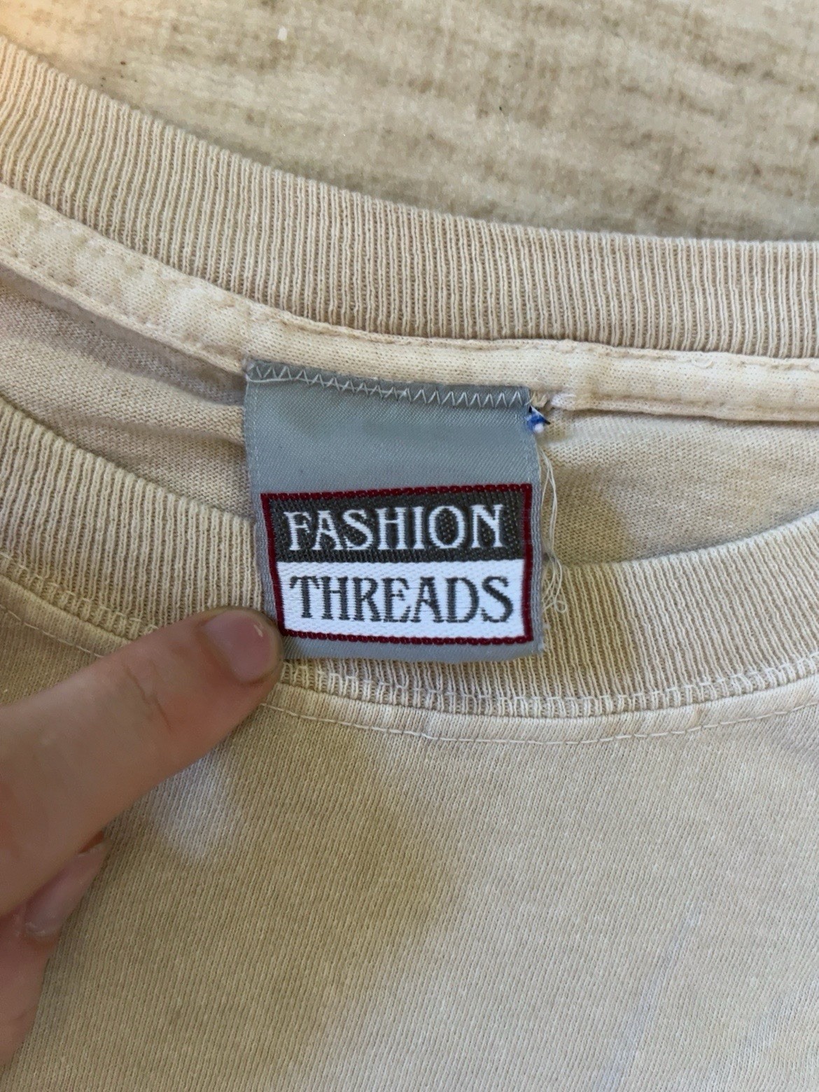 Fashion Threads Men’s 2XL Beige Solid Marina Embroidered Logo Tee Crew Neck