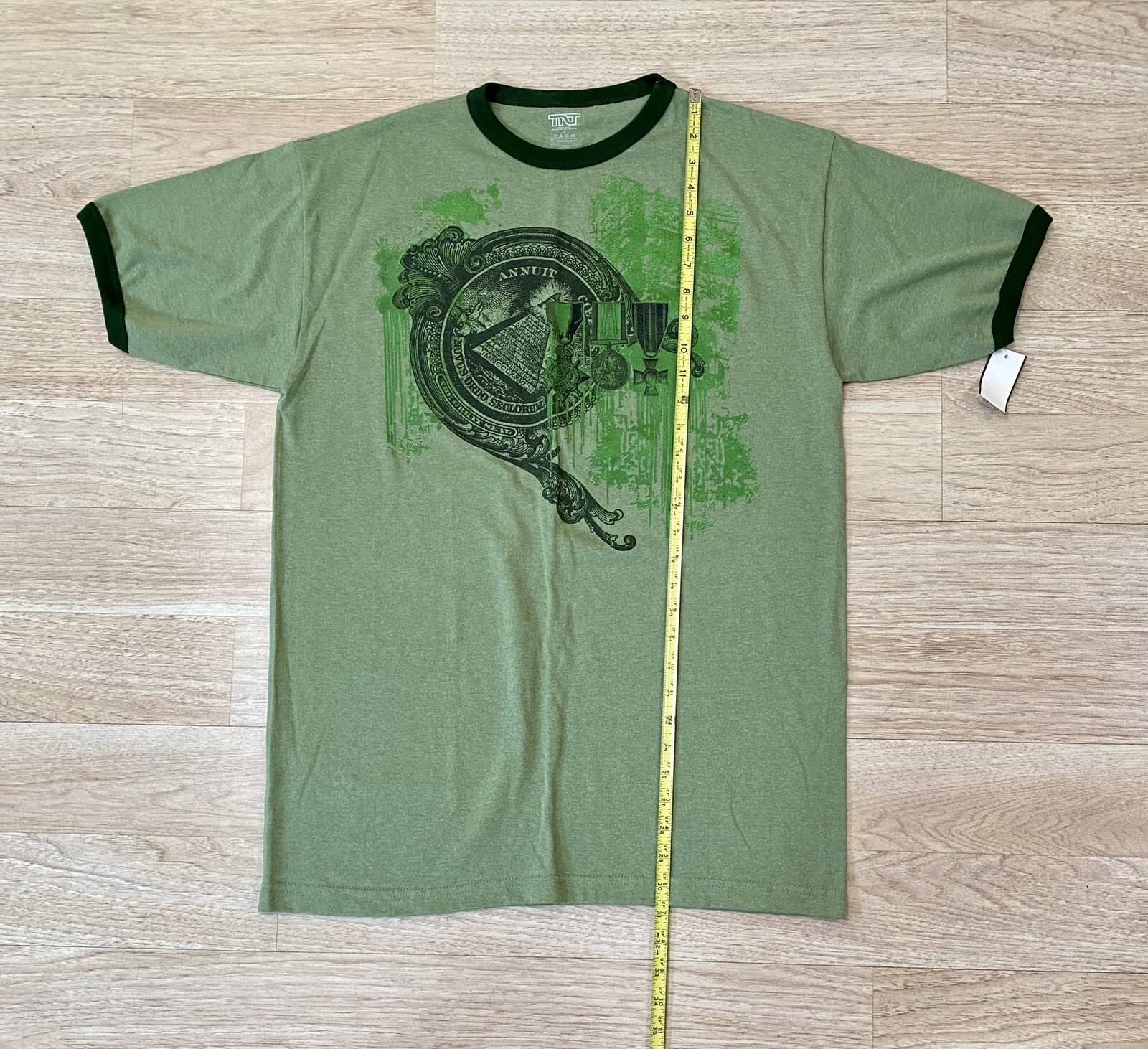 Money Green Short Sleeve T-Shirt Manifest Motivation Cash Men’s Size Large TNT $