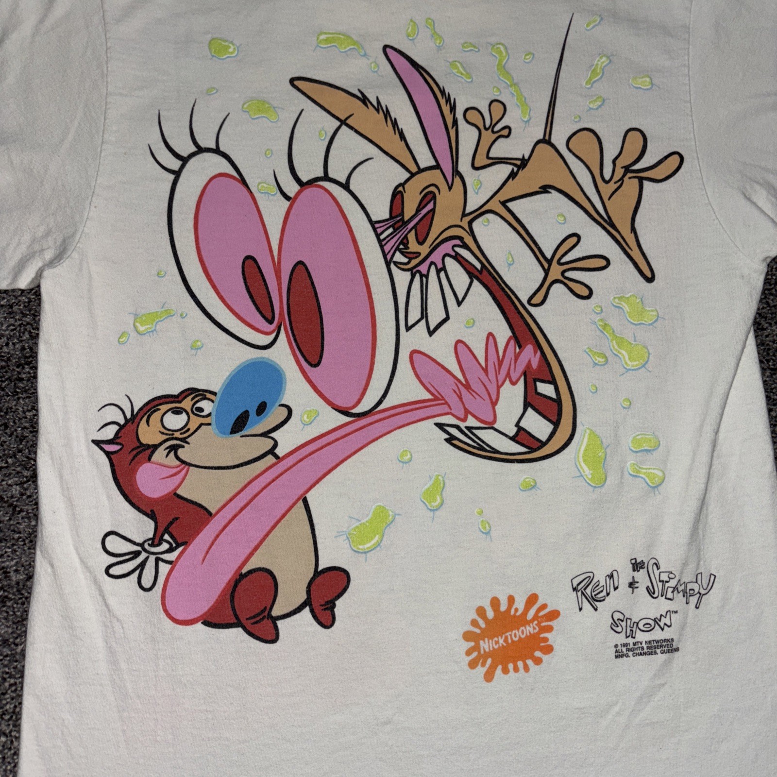 Vintage Ren and Stimpy T-Shirt 1991 Nickelodeon Size Small Changes MTV No Tag