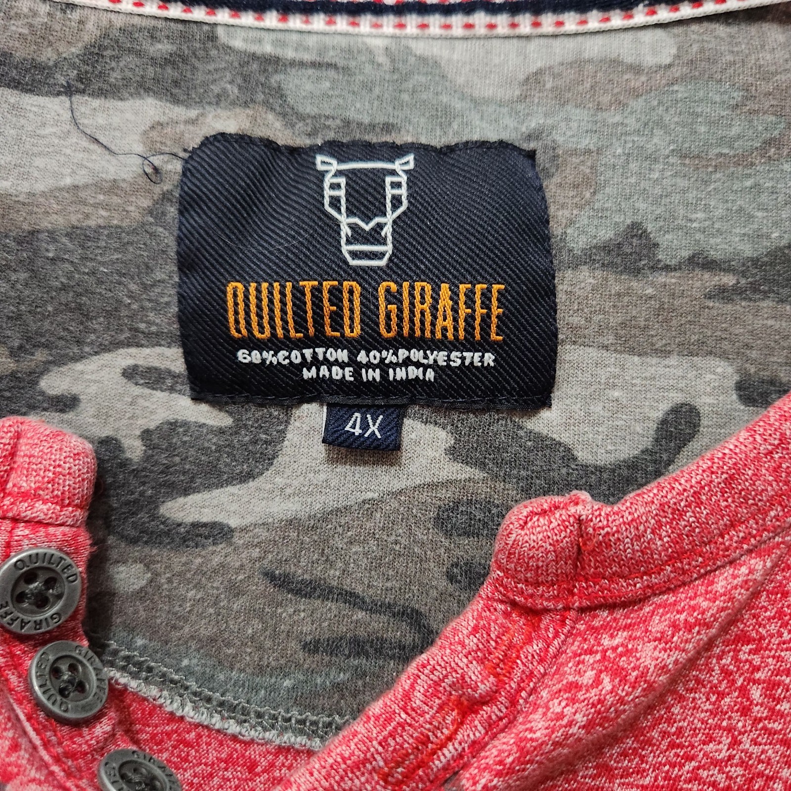 Quilted Giraffe Red Mens Sz 5x Graphic Short Sleeve T-Shirt