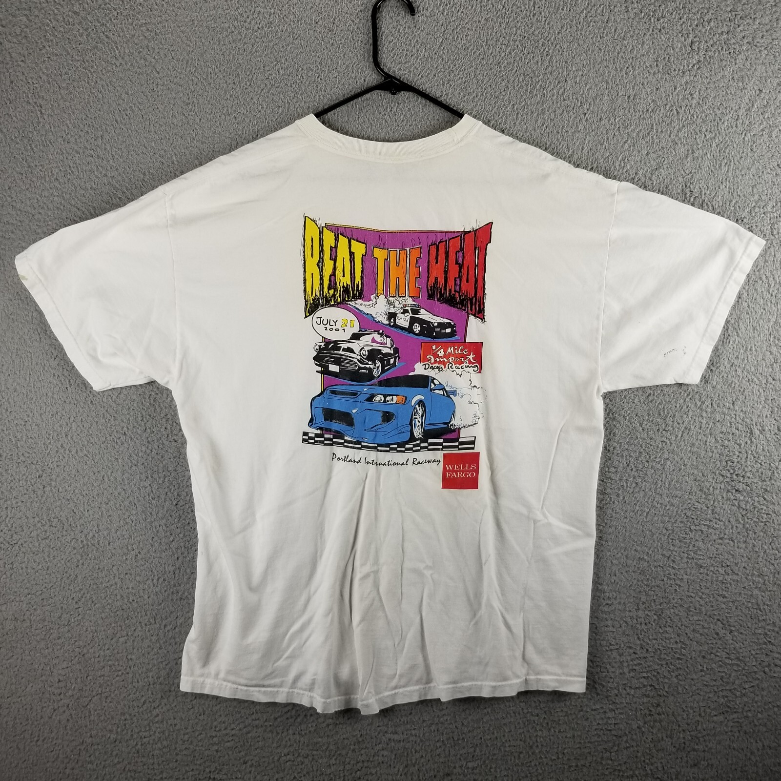 Vintage Police Drag Racing T Shirt XL Hot Rods Street Cars 2001 Beat the Heat OR