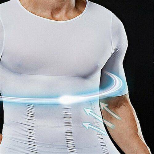 Men Toning T-Shirt Slimming Body Shaper Tee Belly Control Compression Undershirt