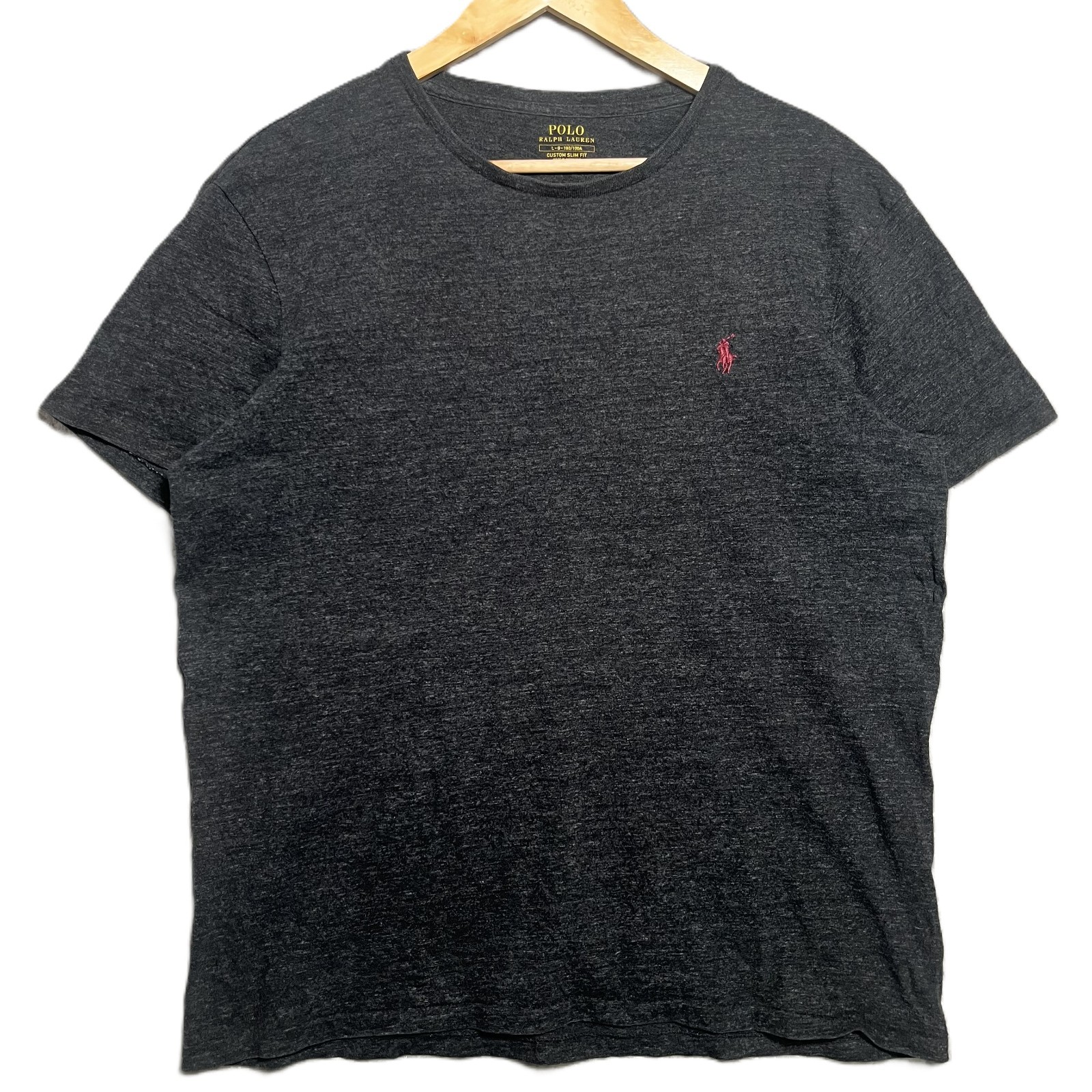 Polo Ralph Lauren Shirt Mens Large Custom Slim Fit Charcoal Grey Top Tee