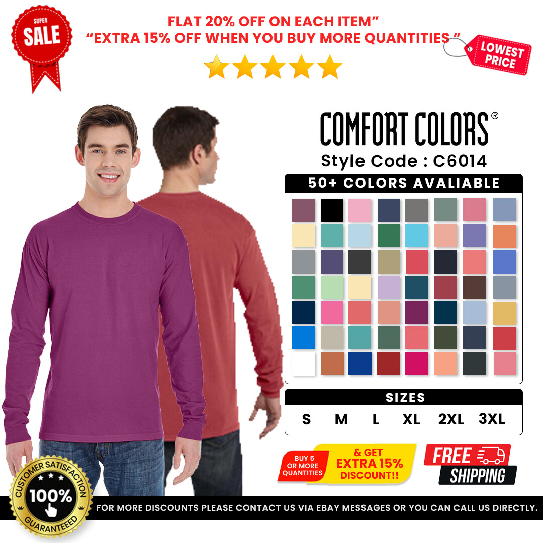 Comfort Colors 6014 Adult Cotton Ringspun Long Sleeve Garment Dyed RS T-Shirt