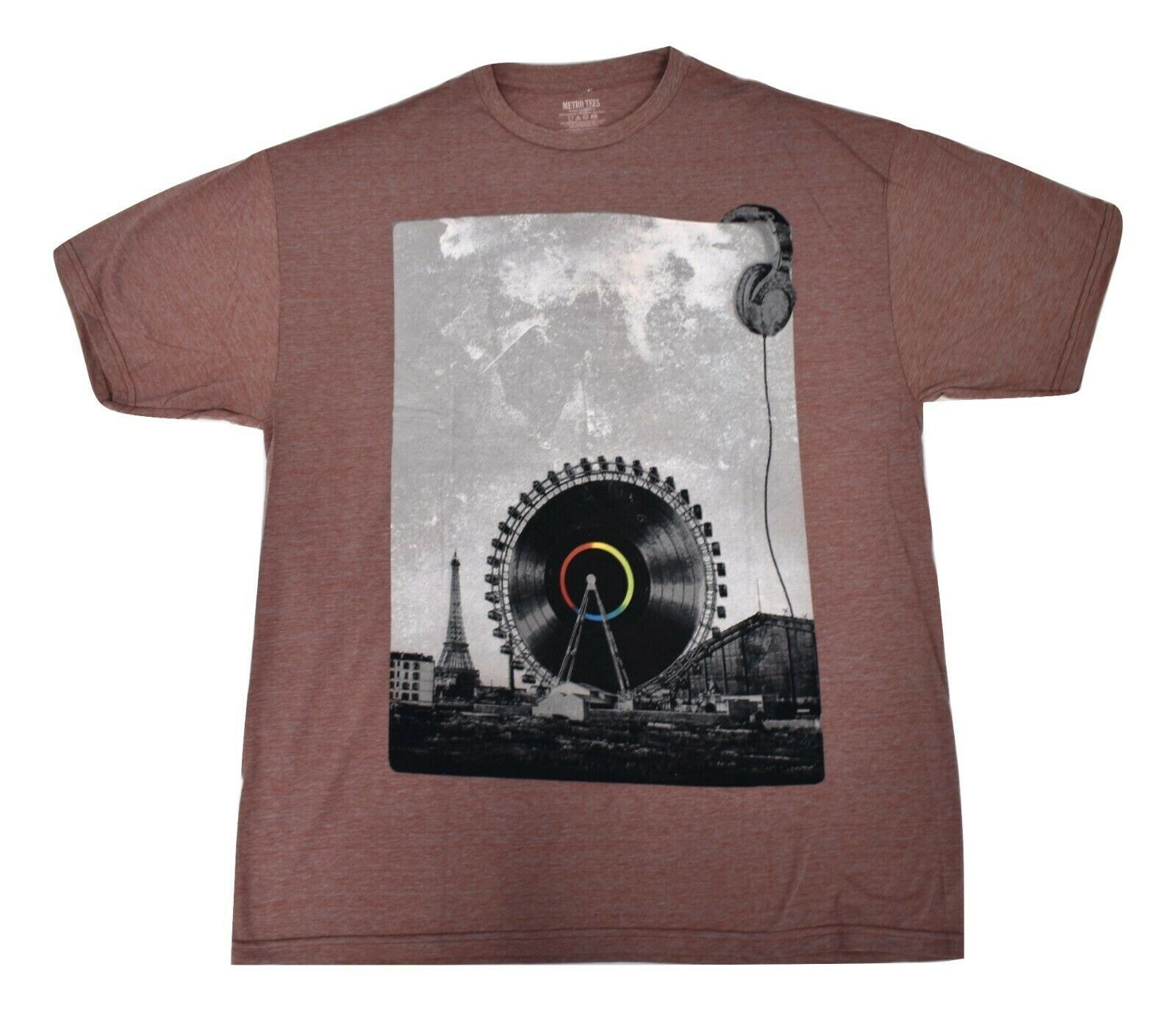 Metro Tees Mens Vinyl Record Album Ferris Wheel Carnival Shirt New S, XL, 2XL