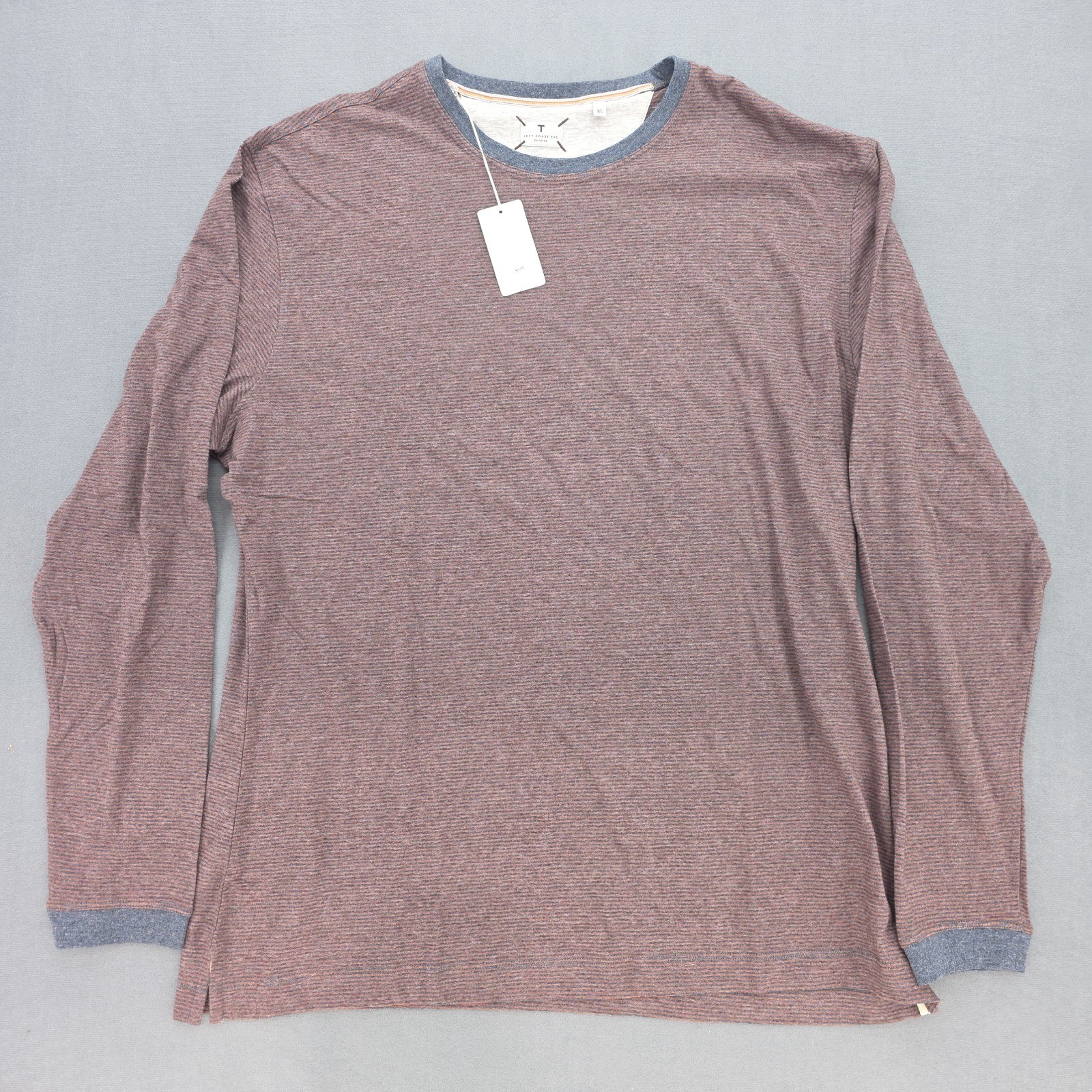 Left Coast Tee – Long Sleeve T-Shirt Mens Large Striped Cotton, Shaped – NWT