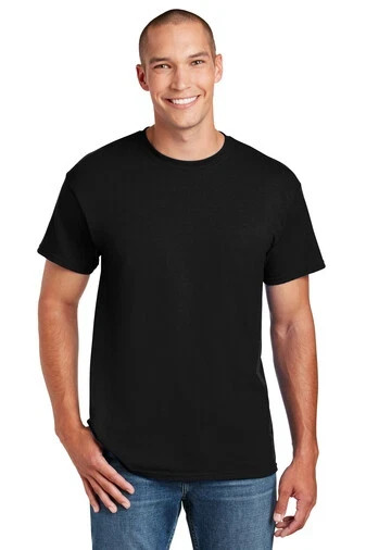(2 PACK) Gildan Adult T-Shirts DryBlend 50/50 G8000 cotton/polyester Large BLACK