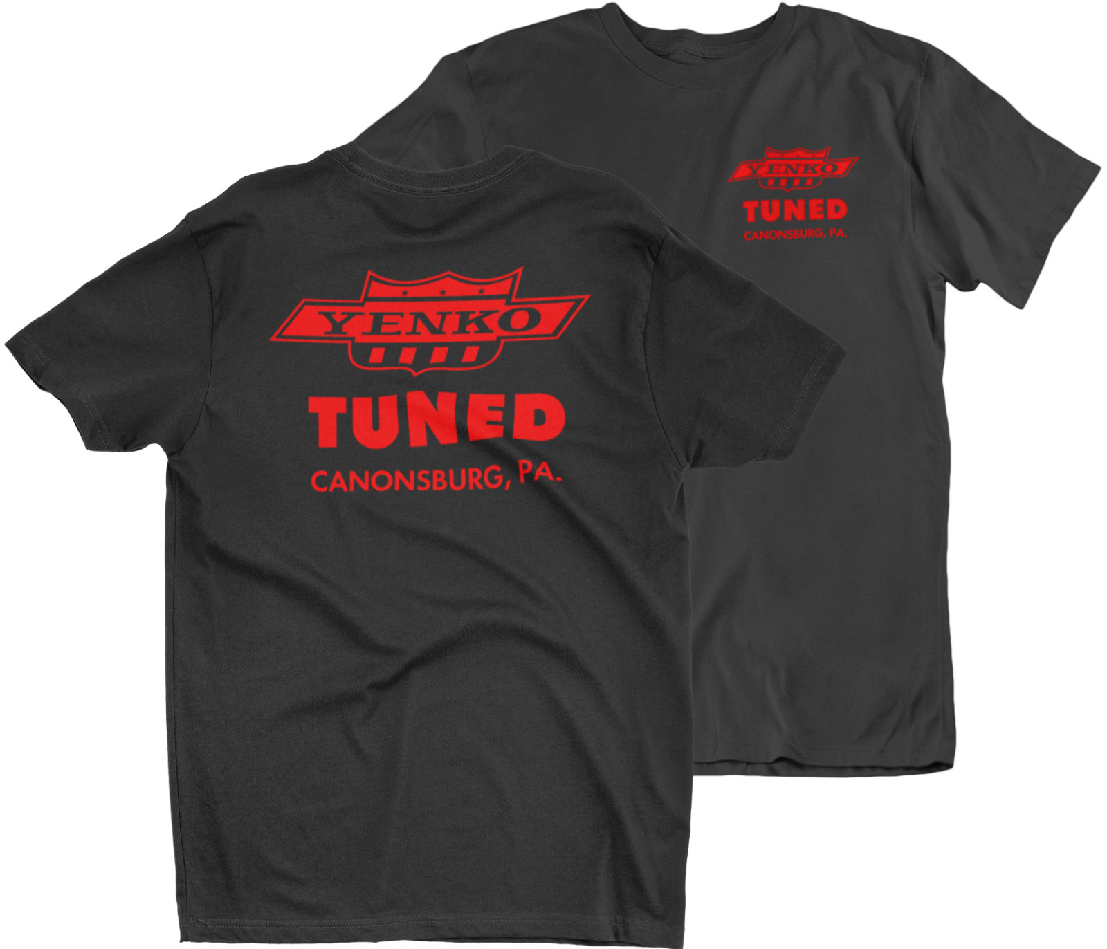 YENKO TUNED Canonsburg PA Black Tee T-Shirt Camaro Nova Chevy 396 427 454 Motion